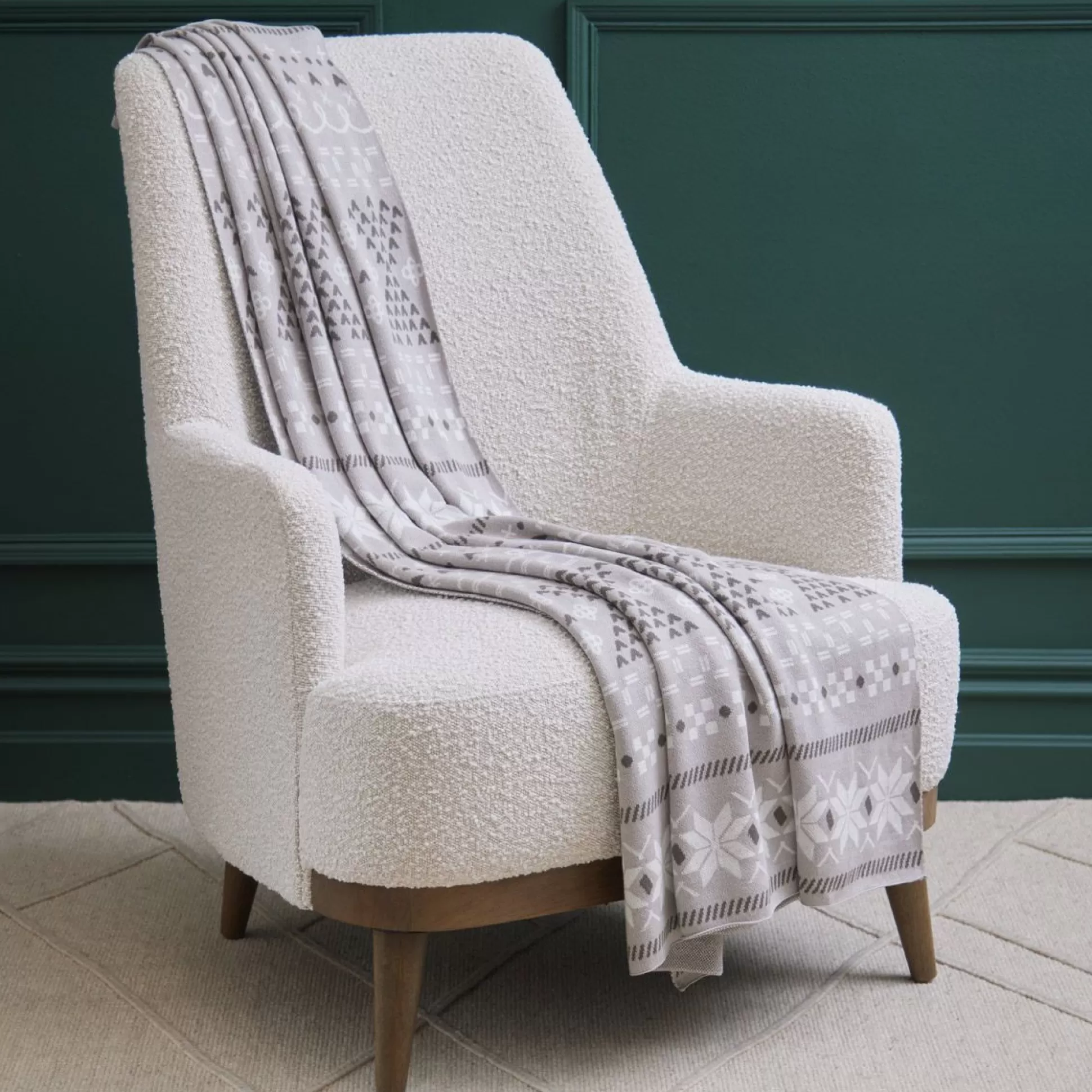 Blankets & Throws>Meadows and Byrne Fair Isle Throw Neutrals