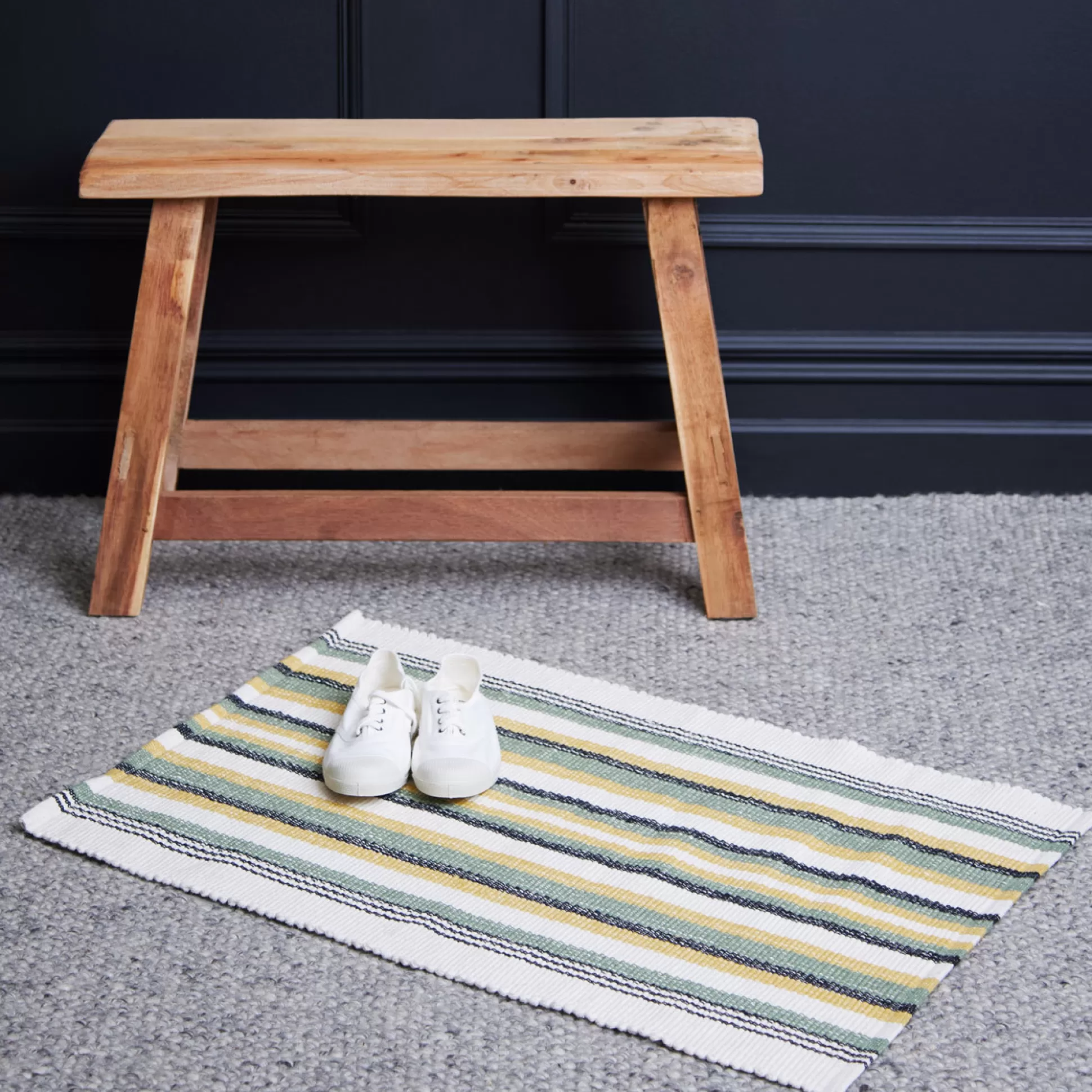 Rugs & Door Mats>Meadows and Byrne Finn Iceburg Green Cotton Rug