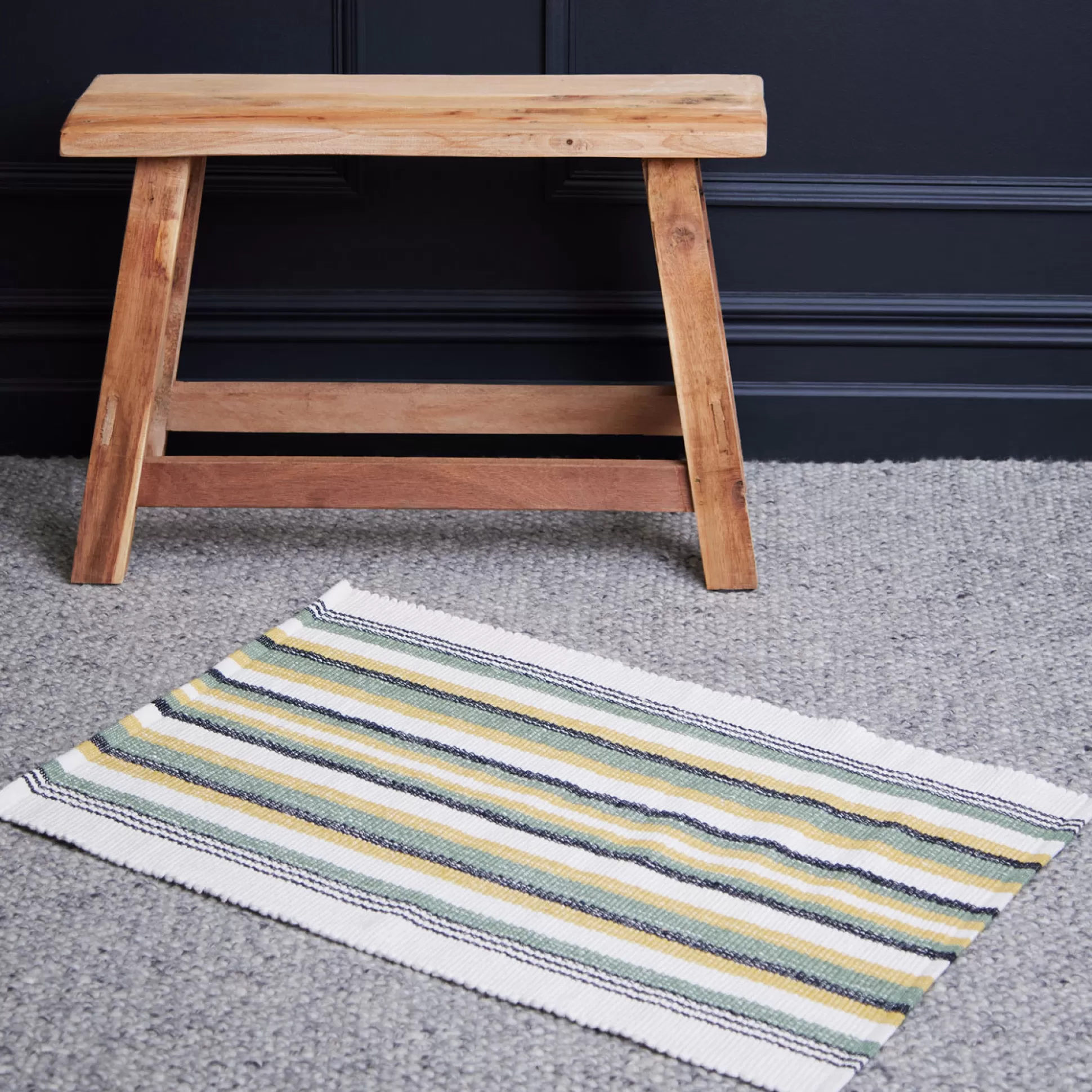 Rugs & Door Mats>Meadows and Byrne Finn Iceburg Green Cotton Rug