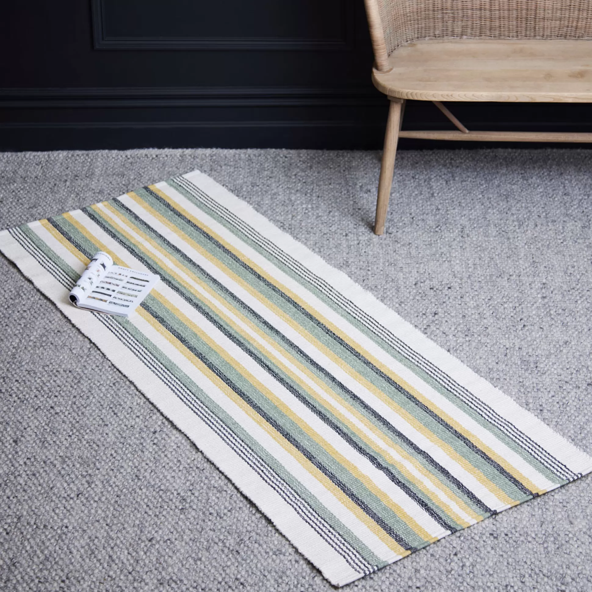 Rugs & Door Mats>Meadows and Byrne Finn Iceburg Green Cotton Runner