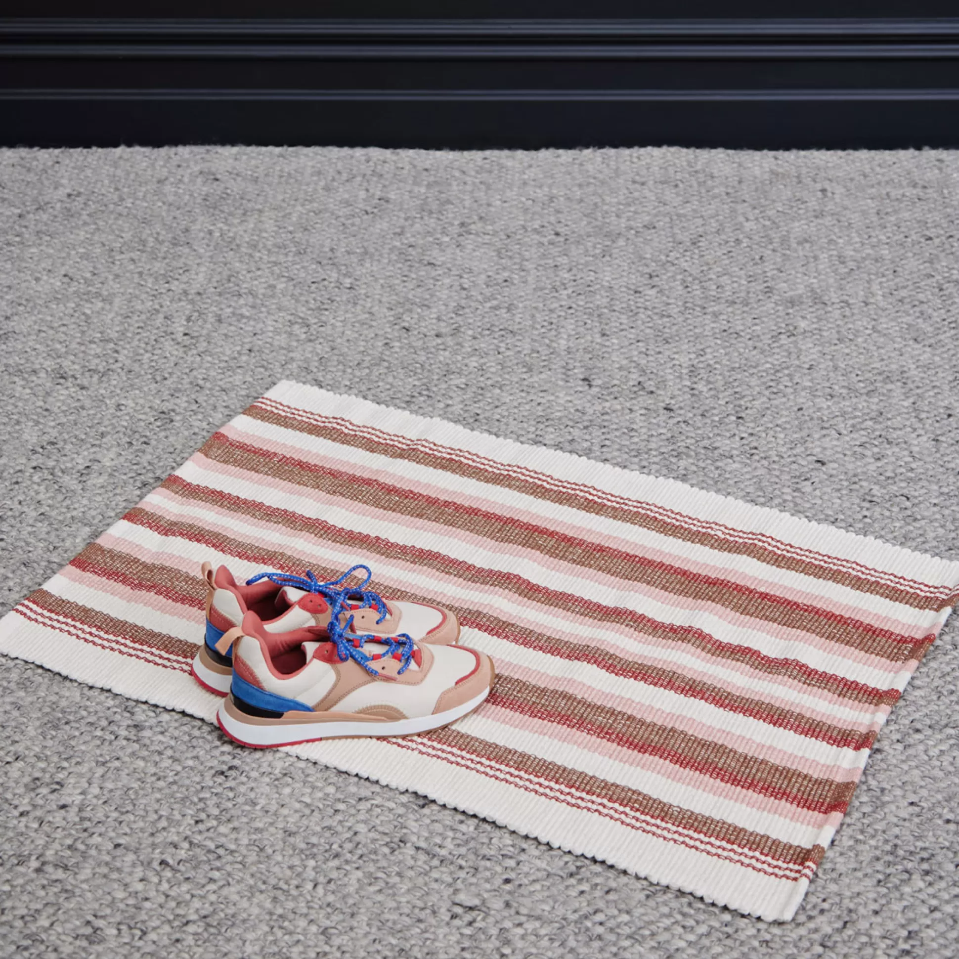 Rugs & Door Mats>Meadows and Byrne Finn Red Cotton Stripe Rug