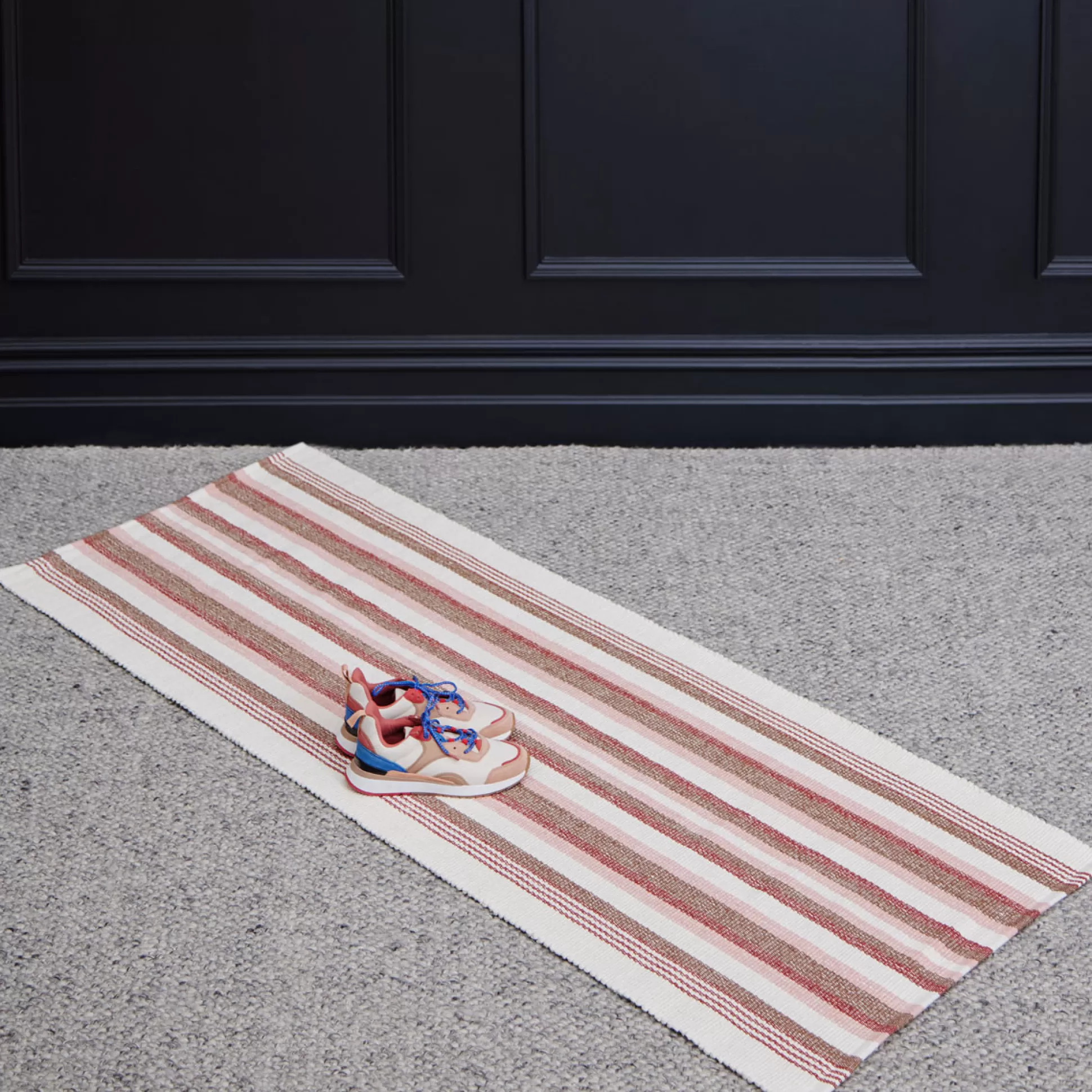 Rugs & Door Mats>Meadows and Byrne Finn Red Cotton Stripe Runner