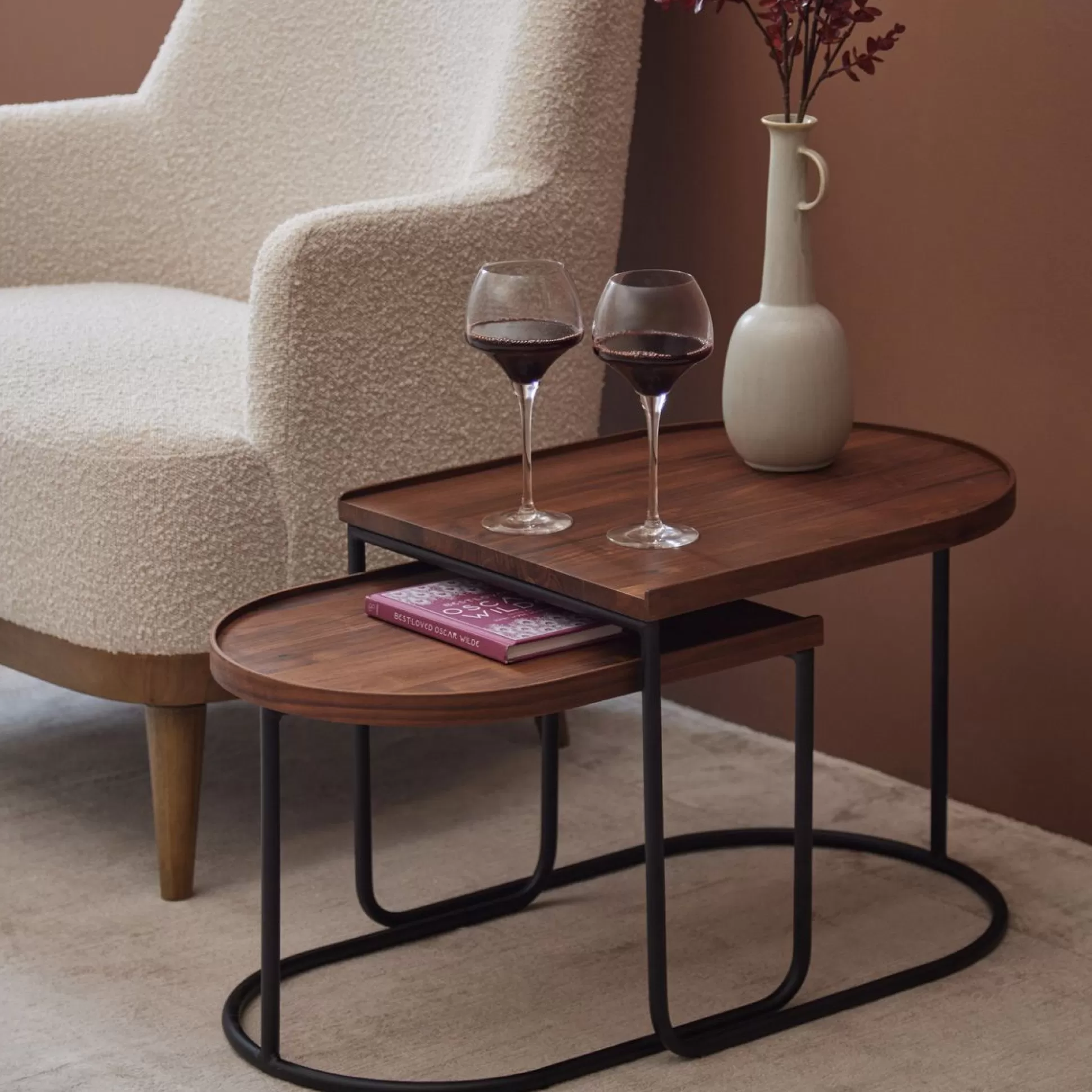 - Side Tables>Meadows and Byrne Float Walnut Nest Of Tables