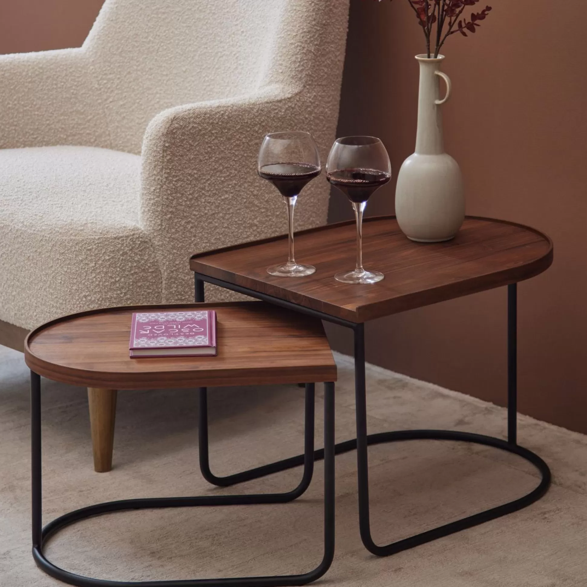 - Side Tables>Meadows and Byrne Float Walnut Nest Of Tables