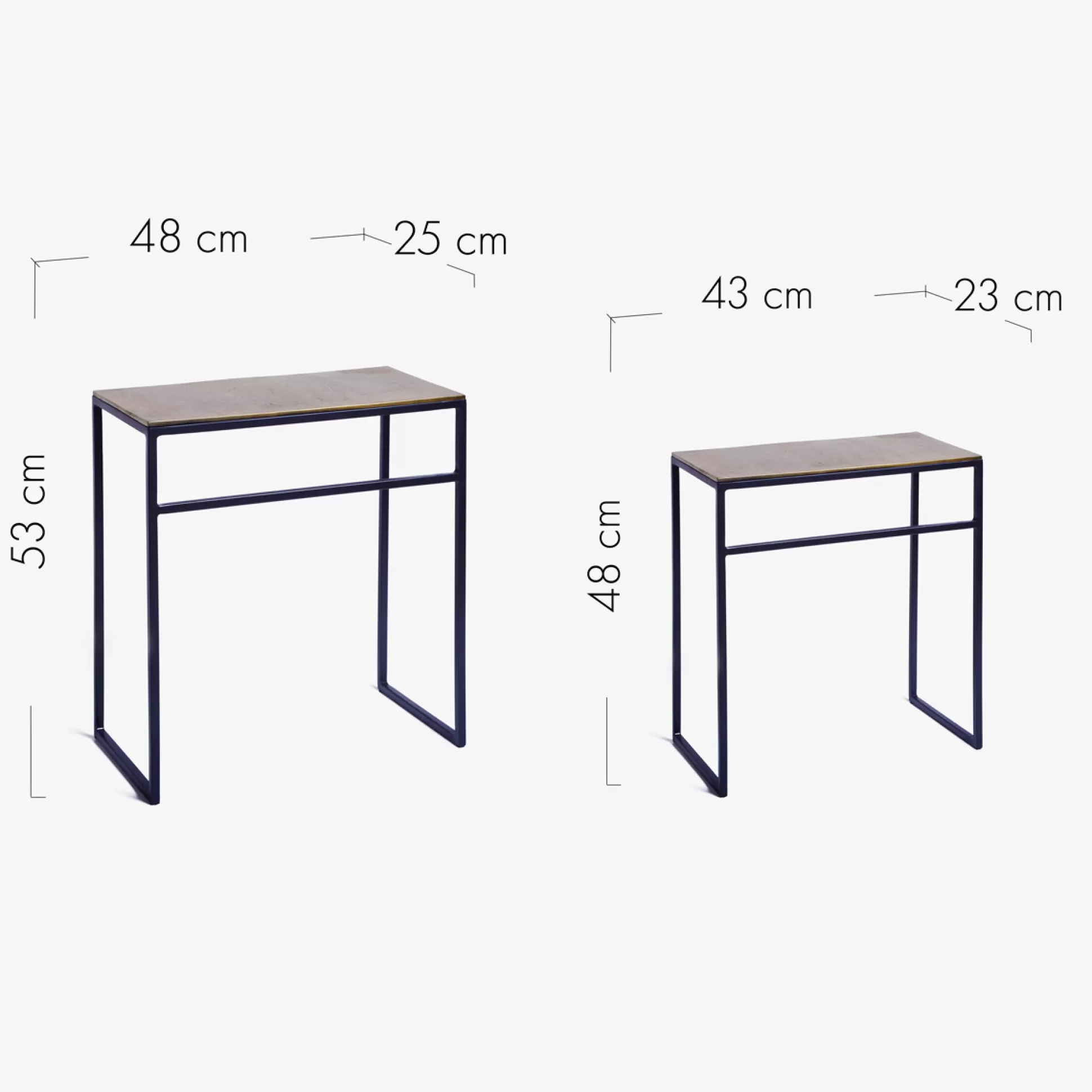 - Side Tables>Meadows and Byrne Folio Rectangular Nesting Tables - Vintage Brass