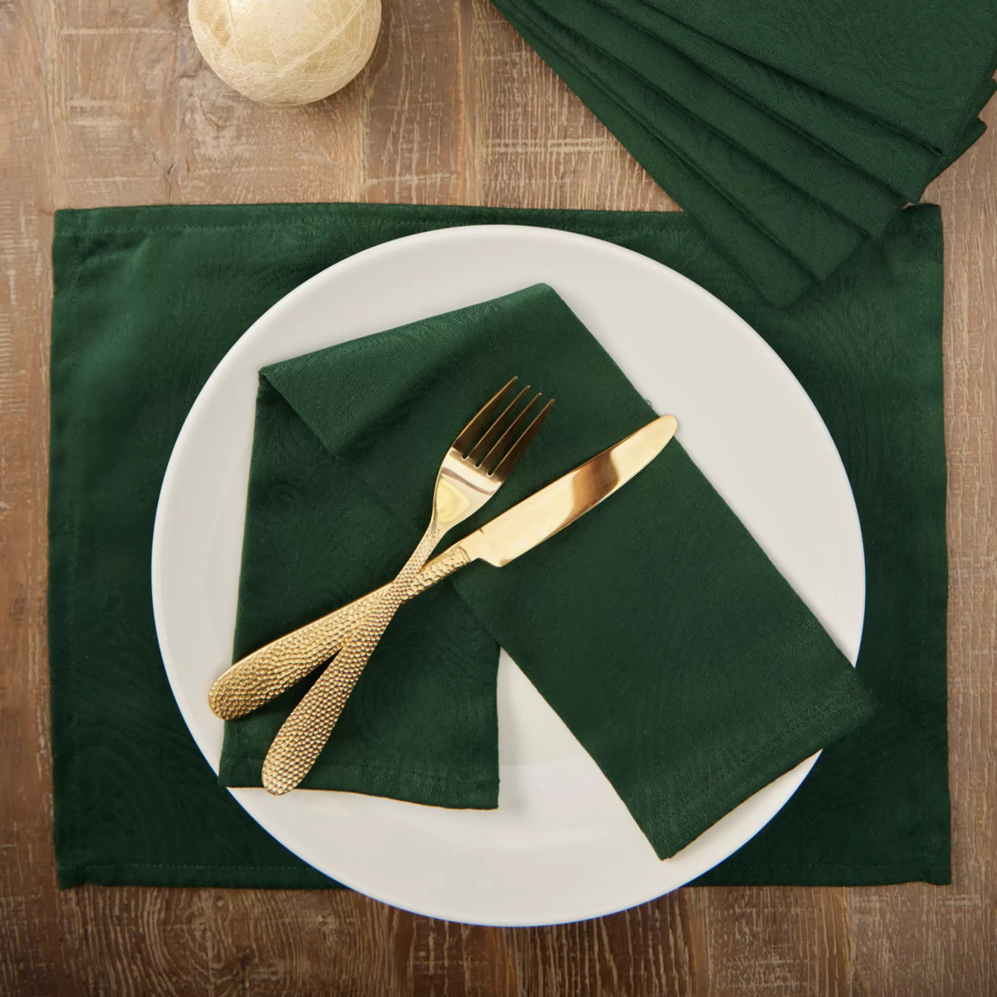 Table Linen>Meadows and Byrne Forest Green Jacquard Napkin - Set Of 6