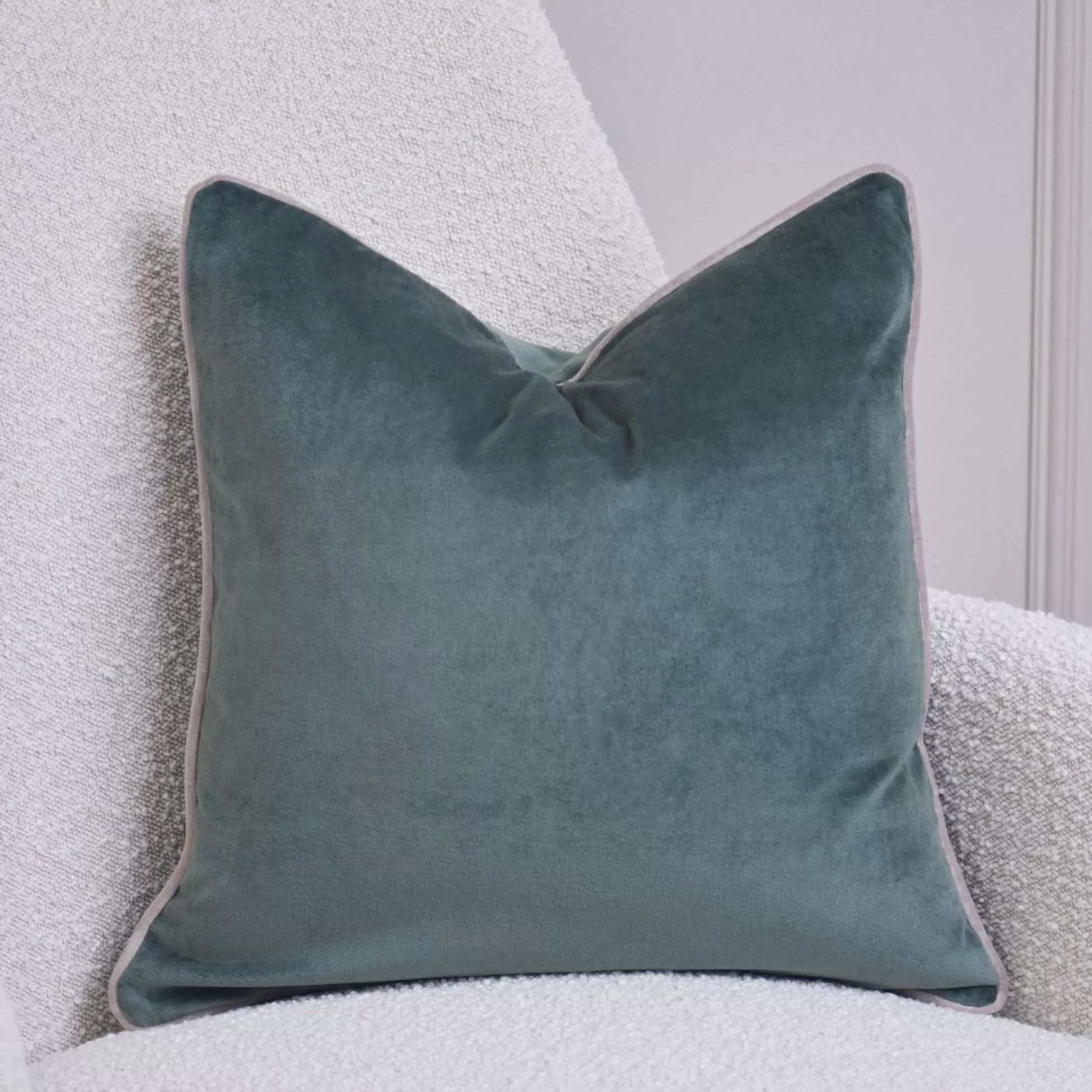 Cushions>Meadows and Byrne Frelli Green Velvet Cushion