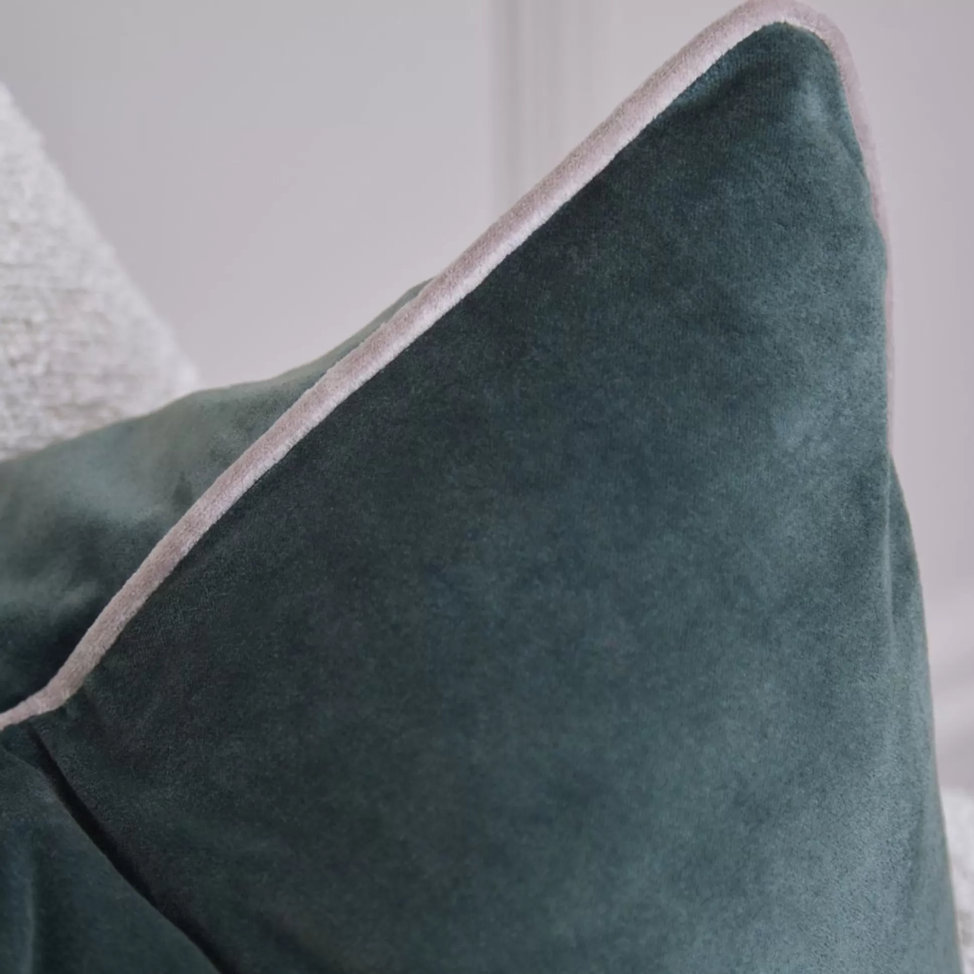 Cushions>Meadows and Byrne Frelli Green Velvet Cushion