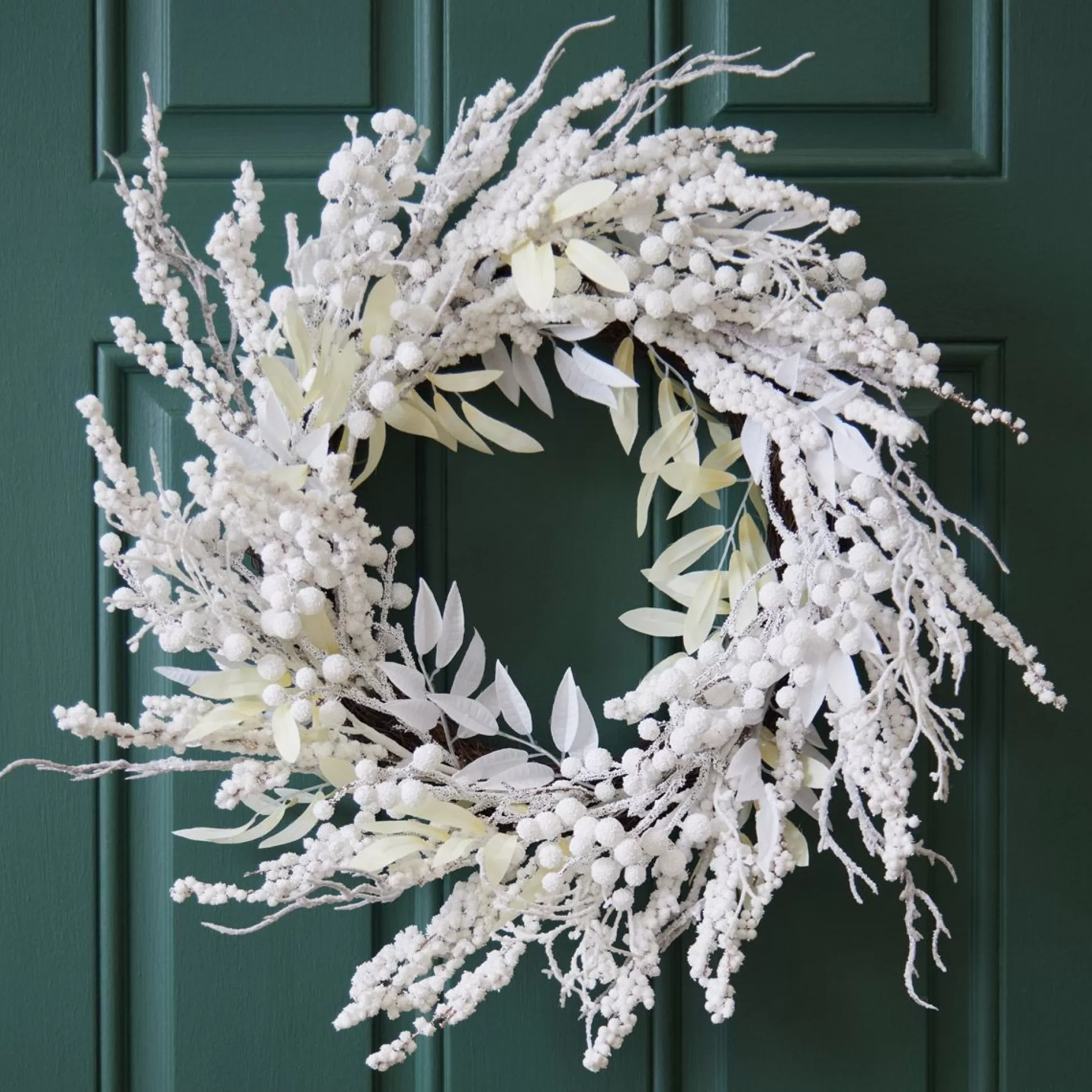 Artificial Flowers & Garlands>Meadows and Byrne Frosted Snowberry Wreath