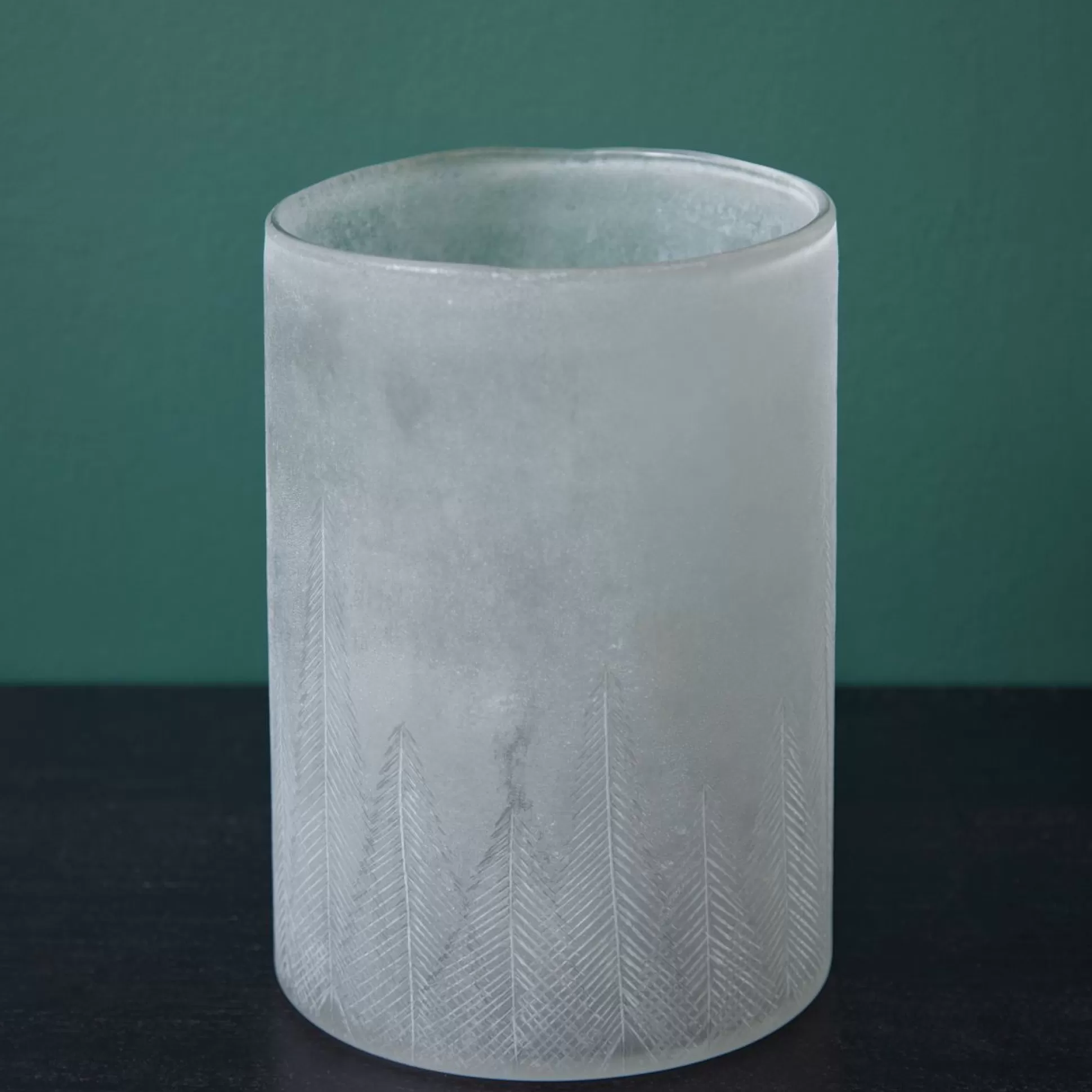 Candle Holders>Meadows and Byrne Frosted Treescape Etched Hurricane
