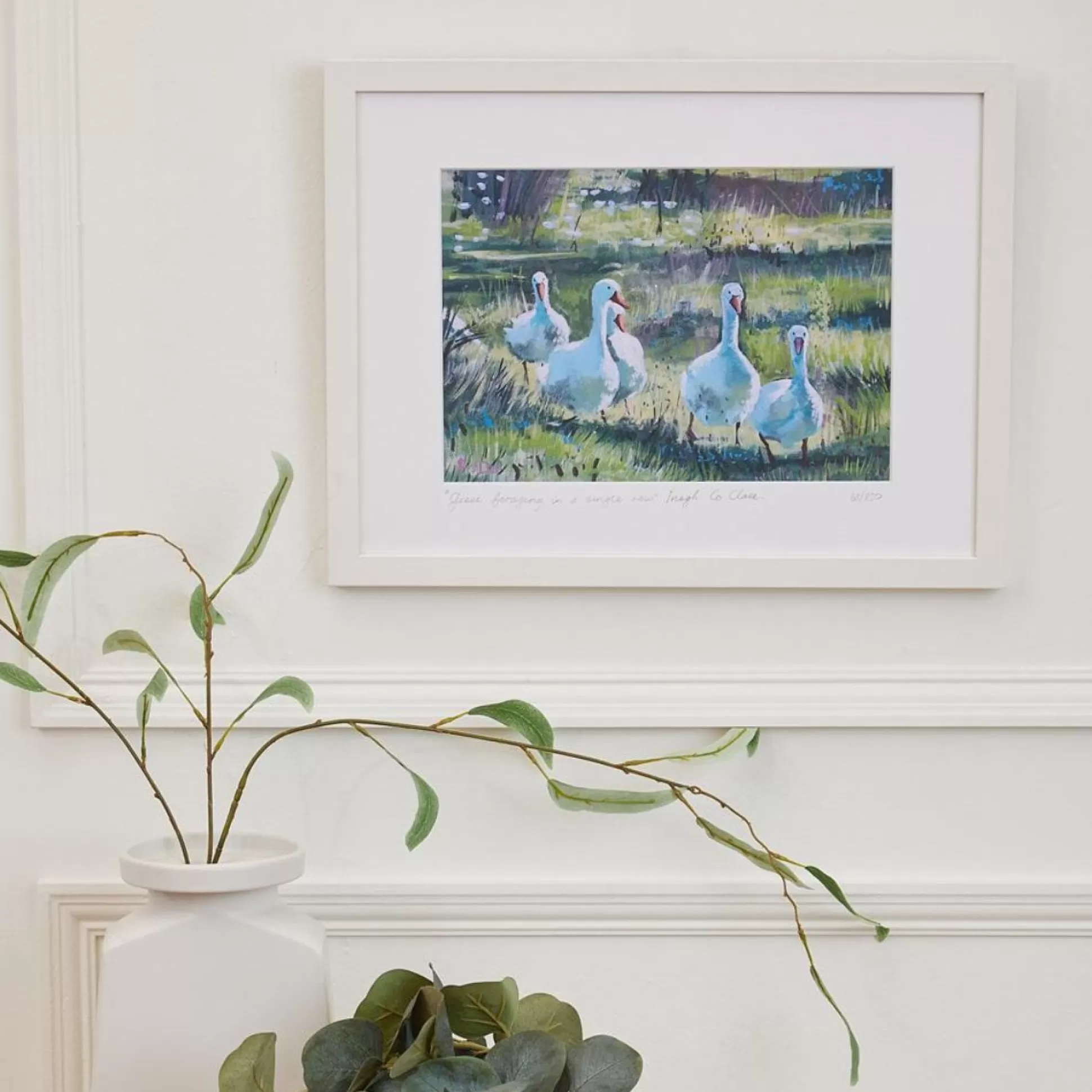 Wall Art & Picture Frames>Meadows and Byrne Geese Foraging - Framed