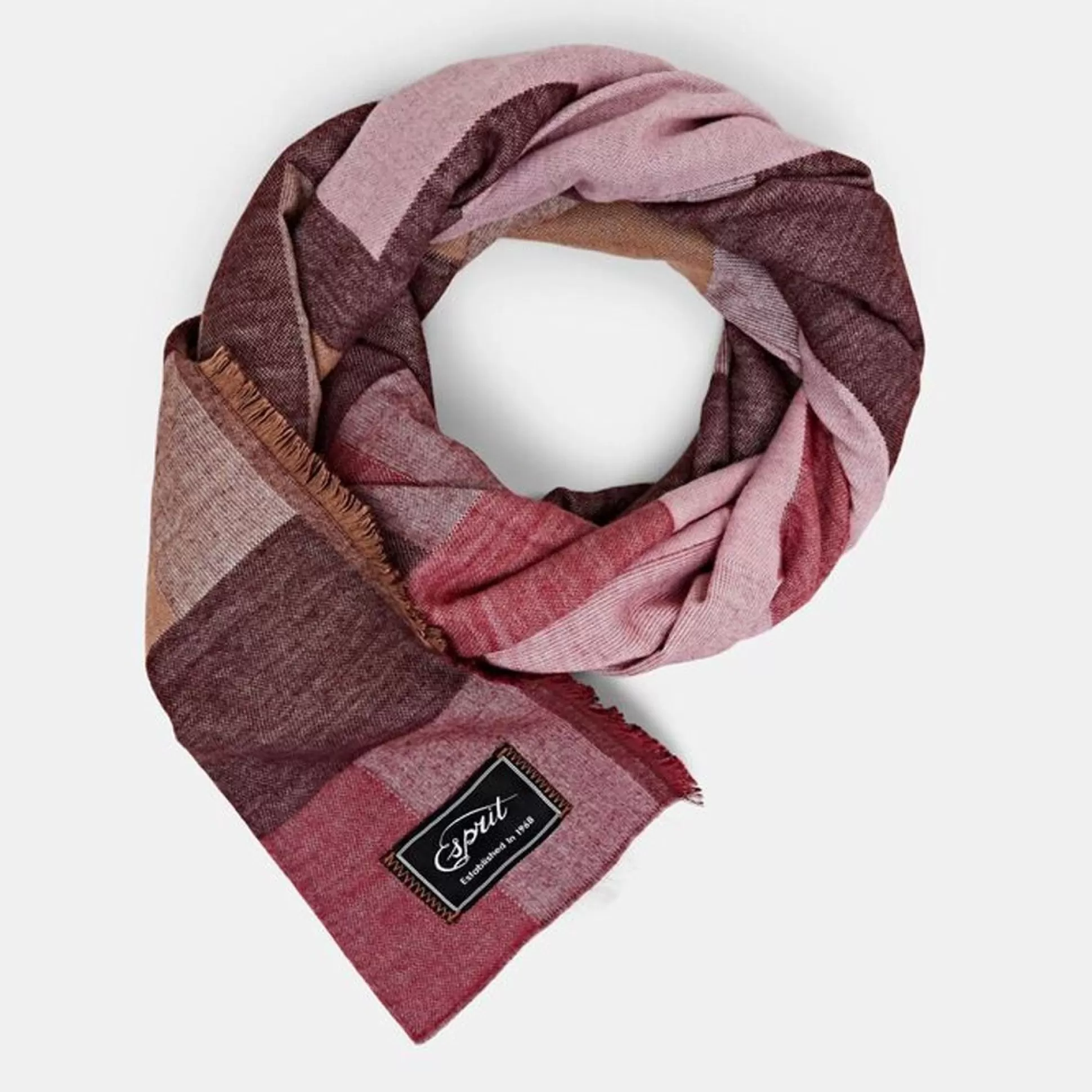 Hats, Scarves, Gloves>Meadows and Byrne Geo-Check Print Scarf Rose Mix