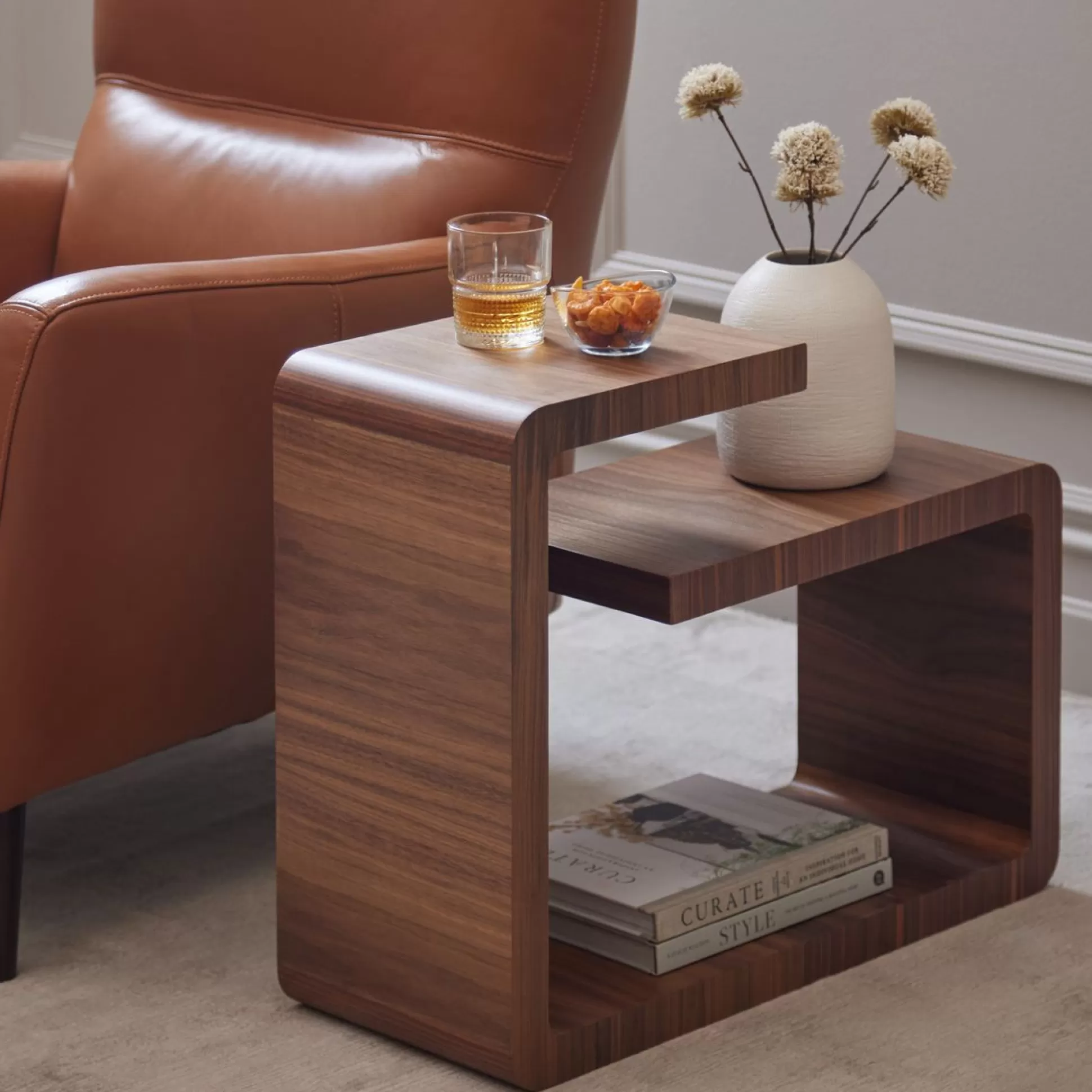 - Side Tables>Meadows and Byrne Gia Walnut Side Table