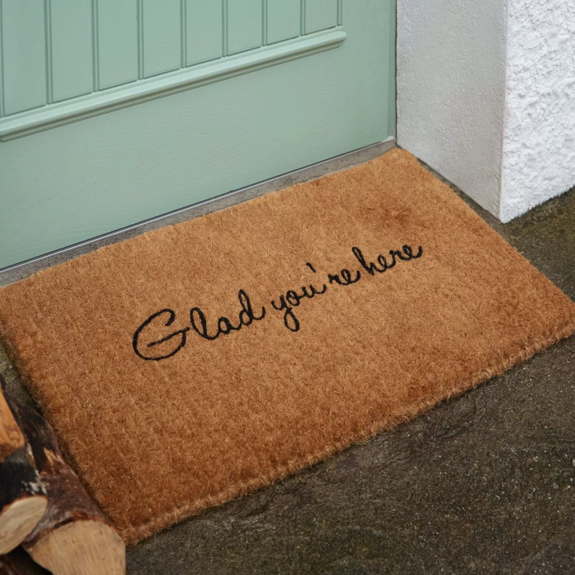 Rugs & Door Mats>Meadows and Byrne Glad You\\'Re Here Doormat