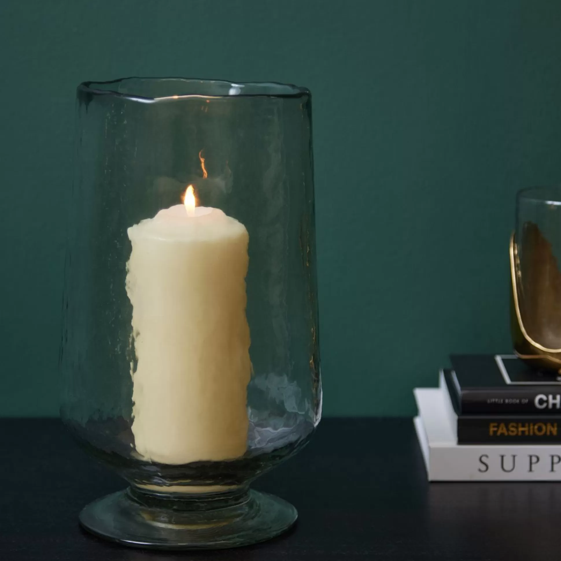 Candle Holders>Meadows and Byrne Glass Hurricane On Foot
