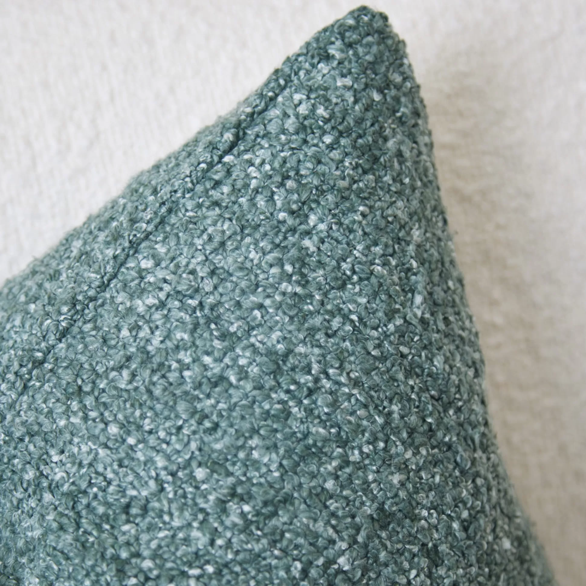 Cushions>Meadows and Byrne Green Boucle Yarn Cushion