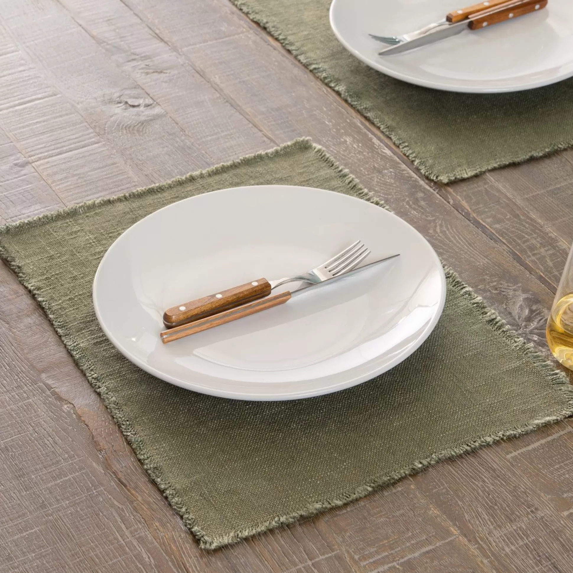 Table Linen>Meadows and Byrne Green Linen Mix Placemat Set Of 6
