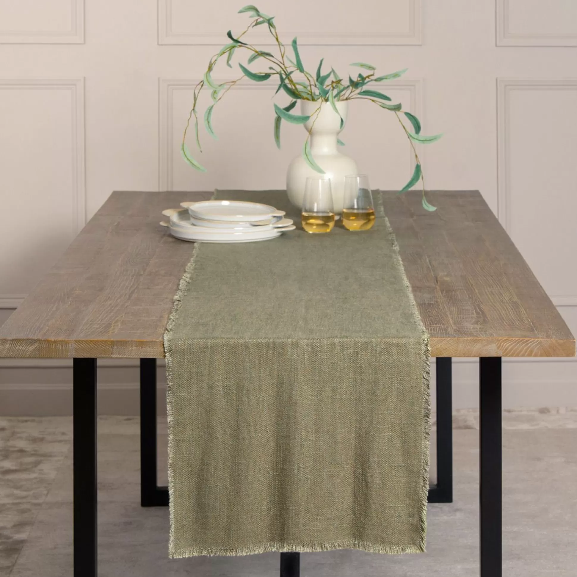 Table Linen>Meadows and Byrne Green Linen Mix Runner