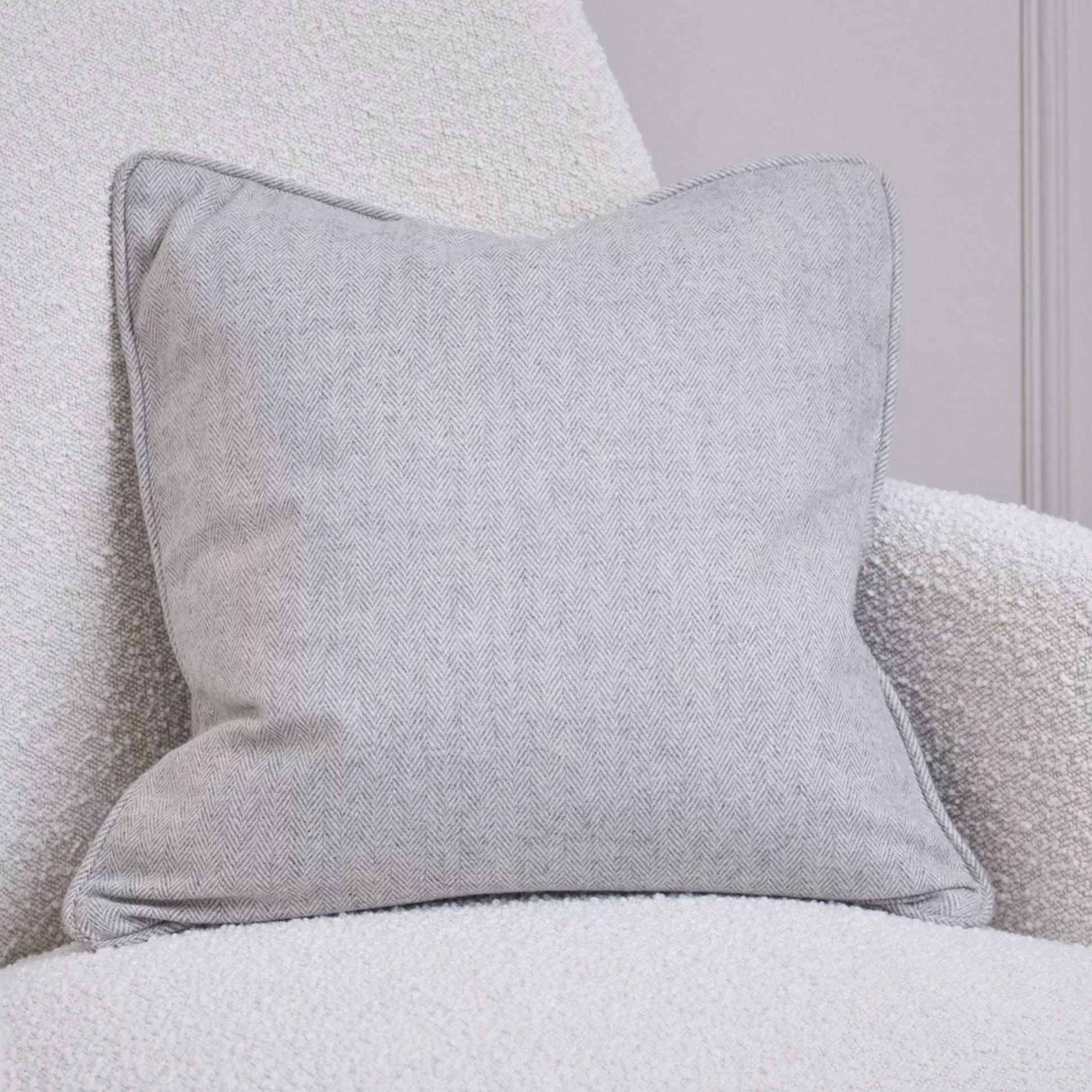 Cushions>Meadows and Byrne Grey Herringbone Cushion