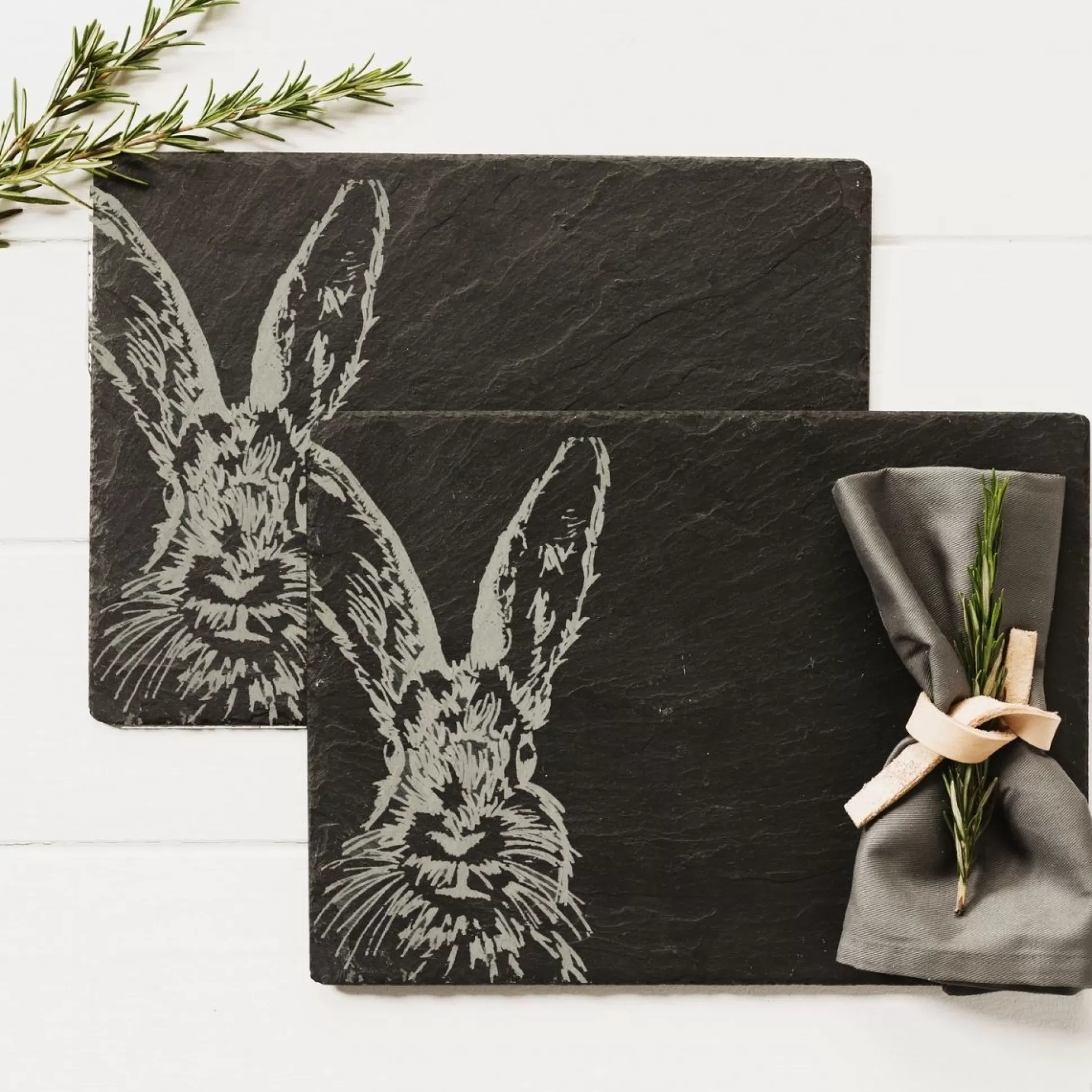 Table Linen>Meadows and Byrne Hare Slate Placemats - Set Of 2
