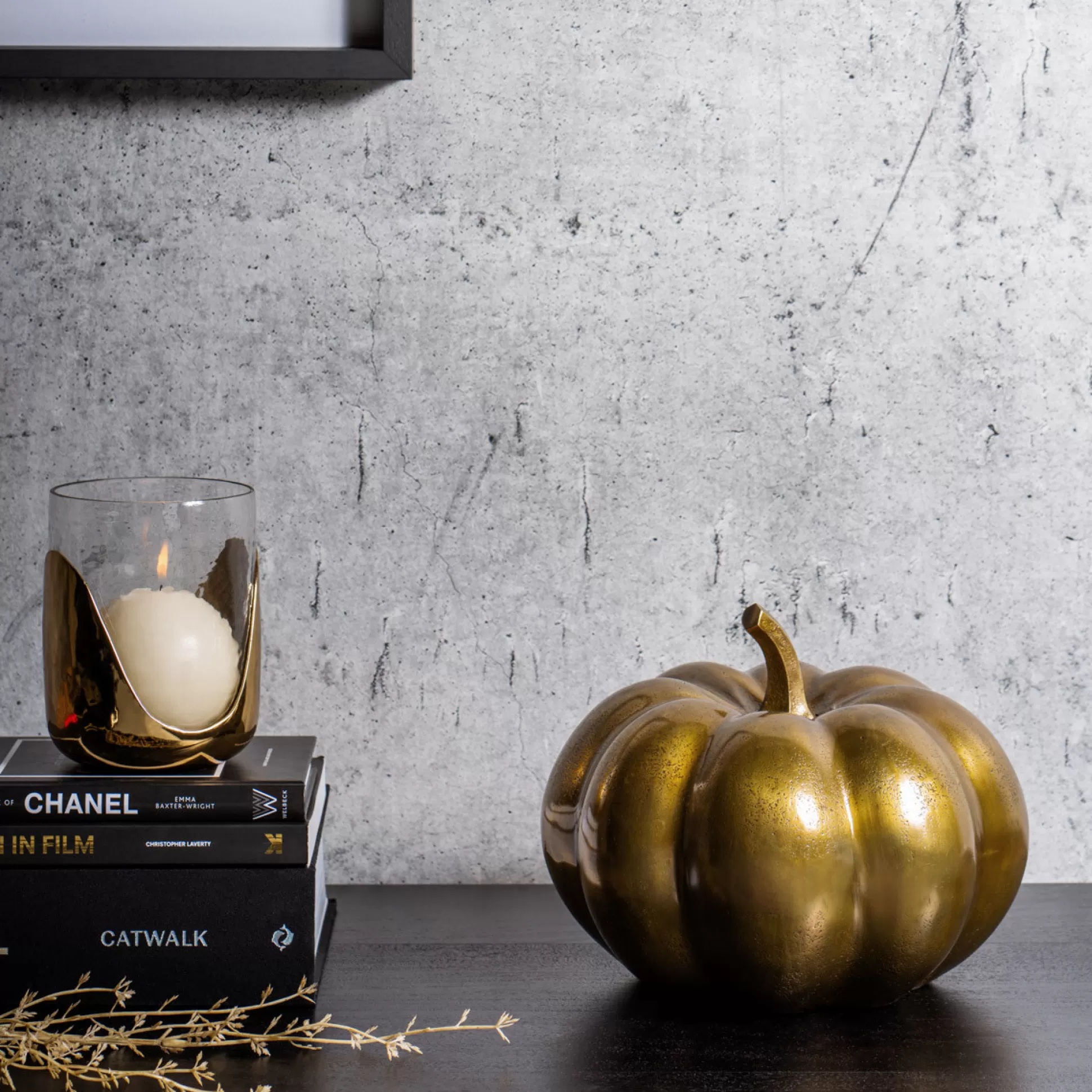 Decoration & Home Accessories>Meadows and Byrne Harvest Pumpkin In Gold - Lge