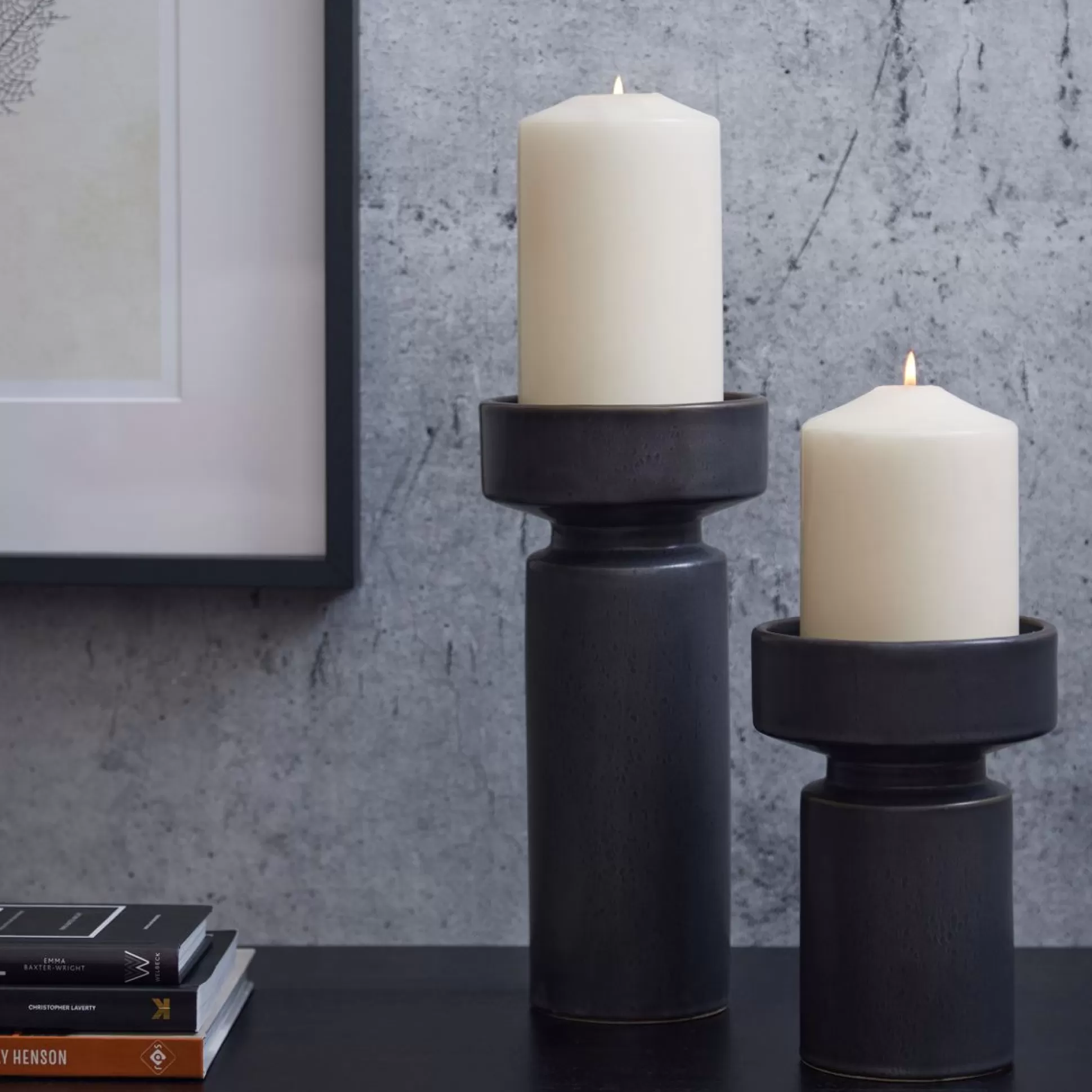 Candle Holders>Meadows and Byrne Holden Candle Holder In Volcanic Black Large
