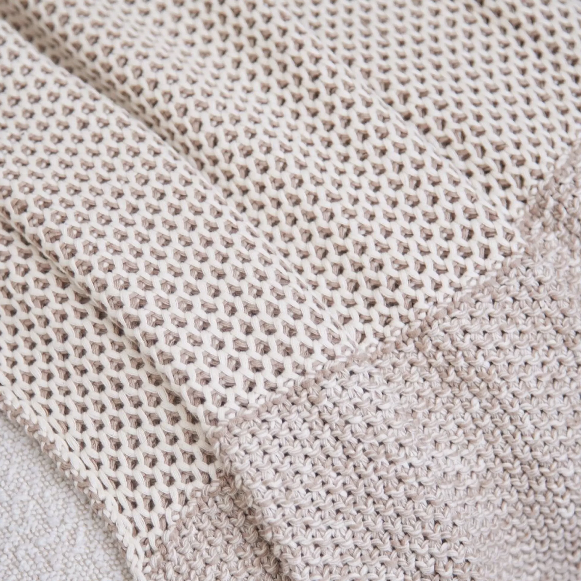 Blankets & Throws>Meadows and Byrne Honey Bee Moss Stripe Natural Throw