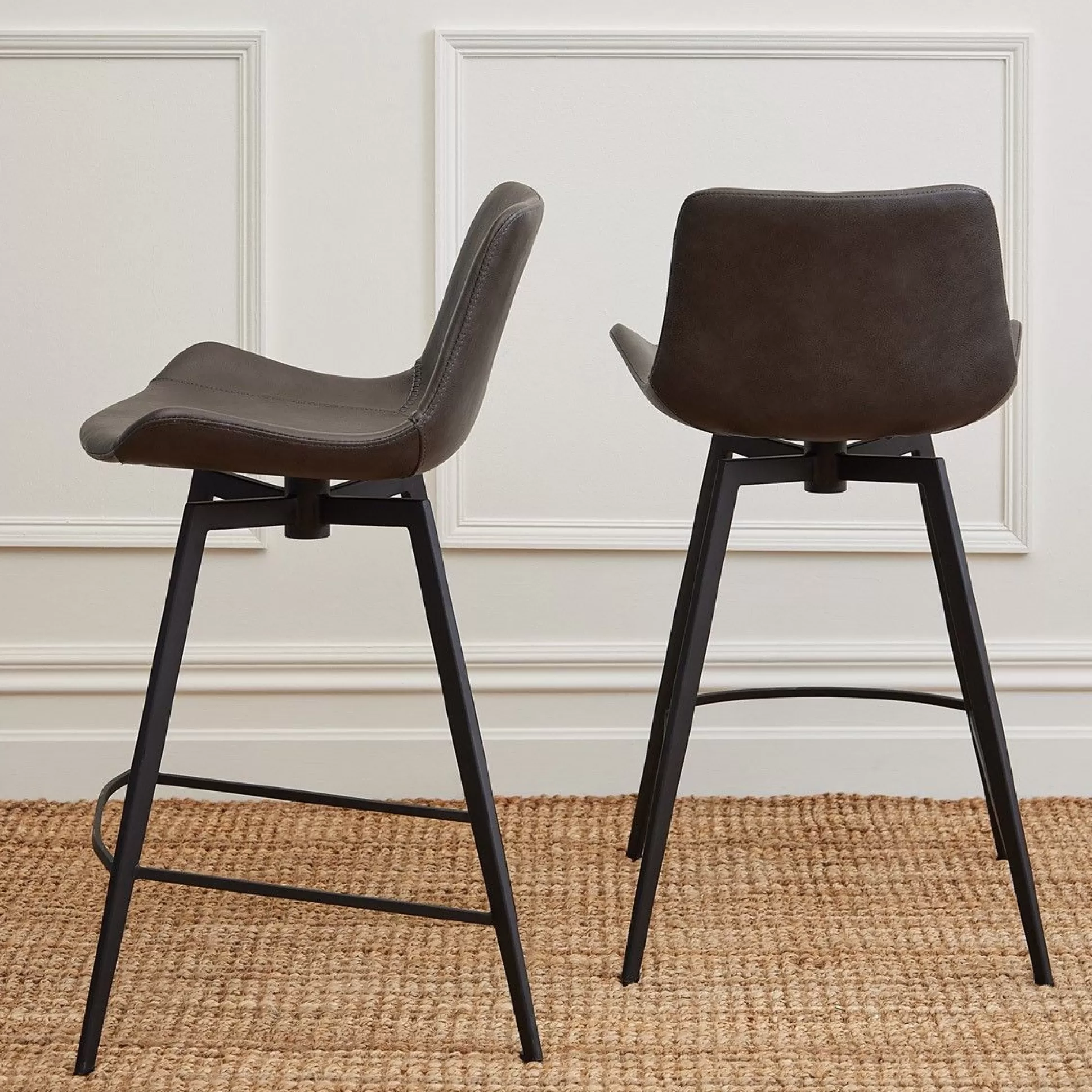 Bar&Counter Stools>Meadows and Byrne Hype Swivel Stool Grey Vinyl Leather - Set Of 2