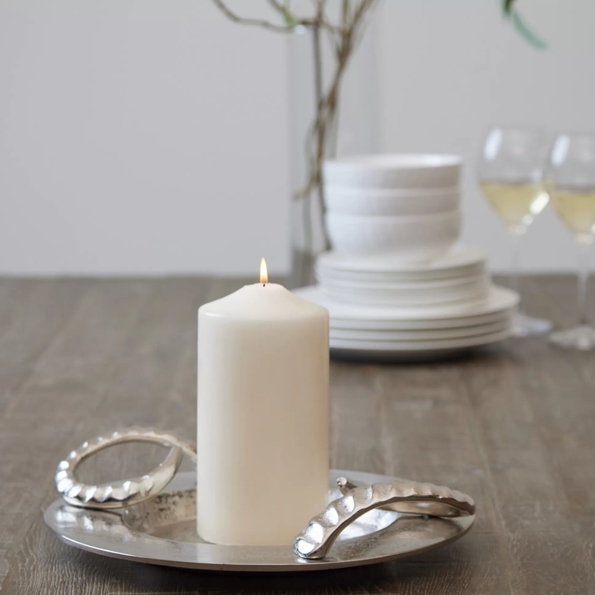 Candle Holders>Meadows and Byrne Jensen Candle Tray - Silver
