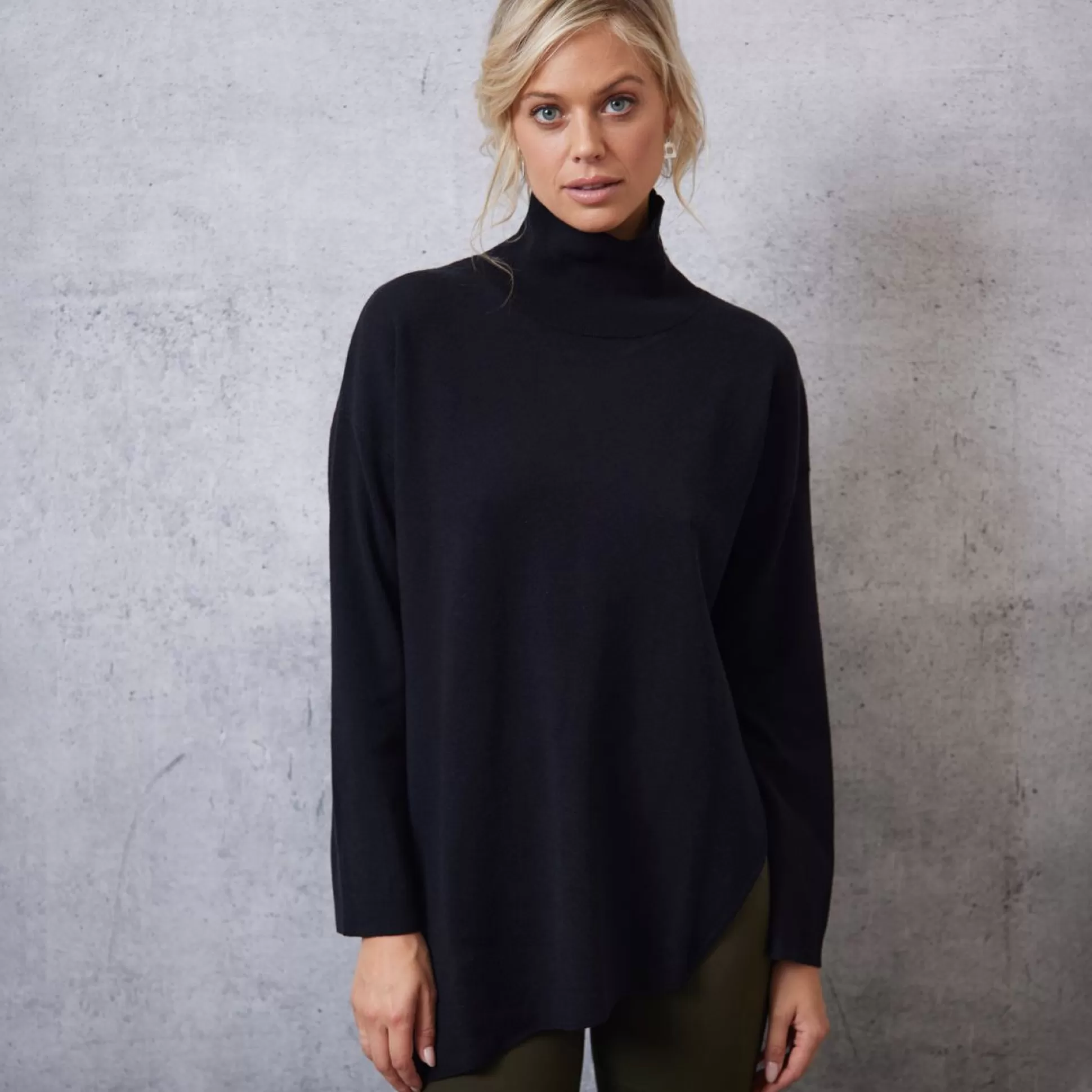 Jumpers & Cardigans>Meadows and Byrne Joanie Polo Neck Jumper - Black