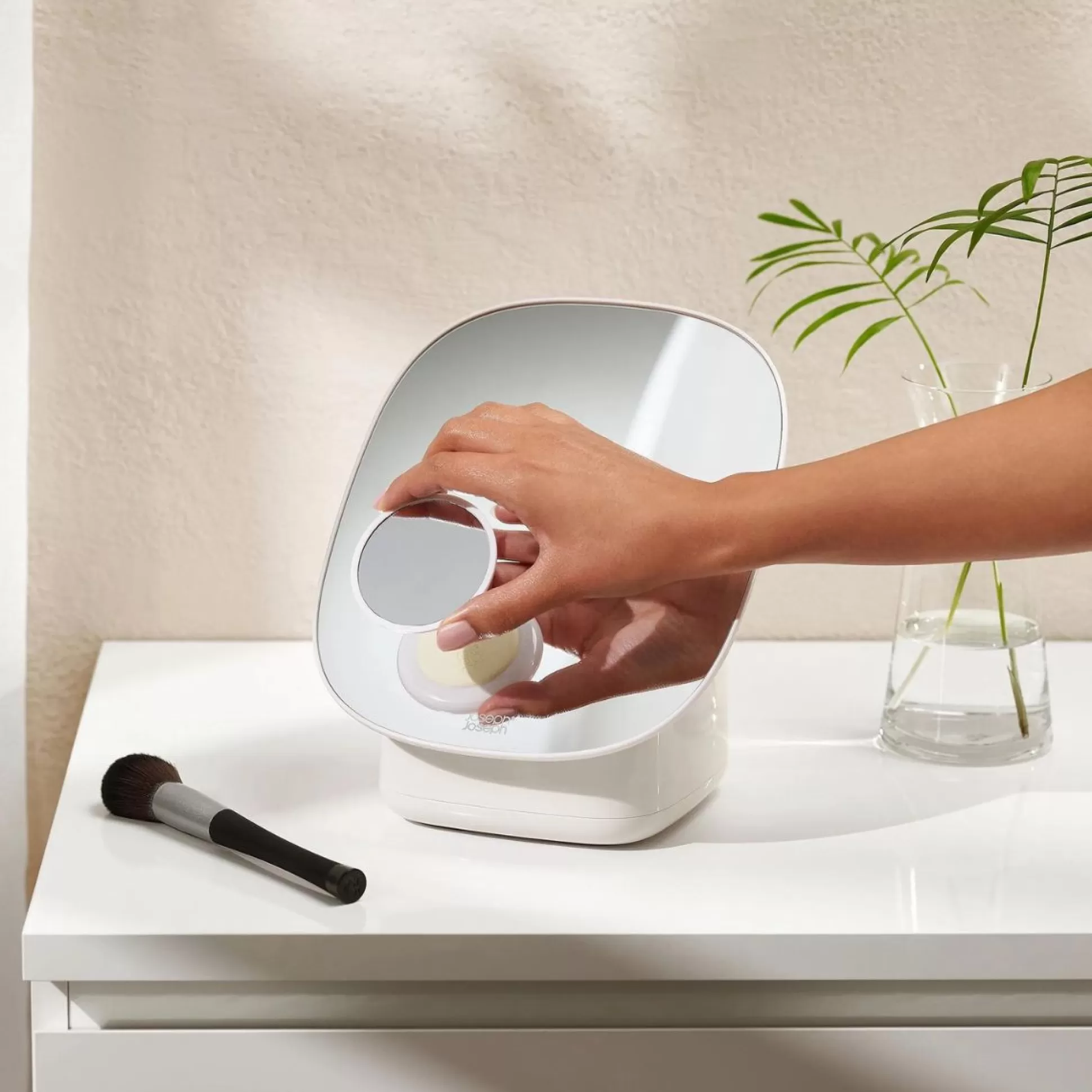 Mirrors>Meadows and Byrne Joseph Joseph Viva Pedestal Mirror With Cosmetic Organizer