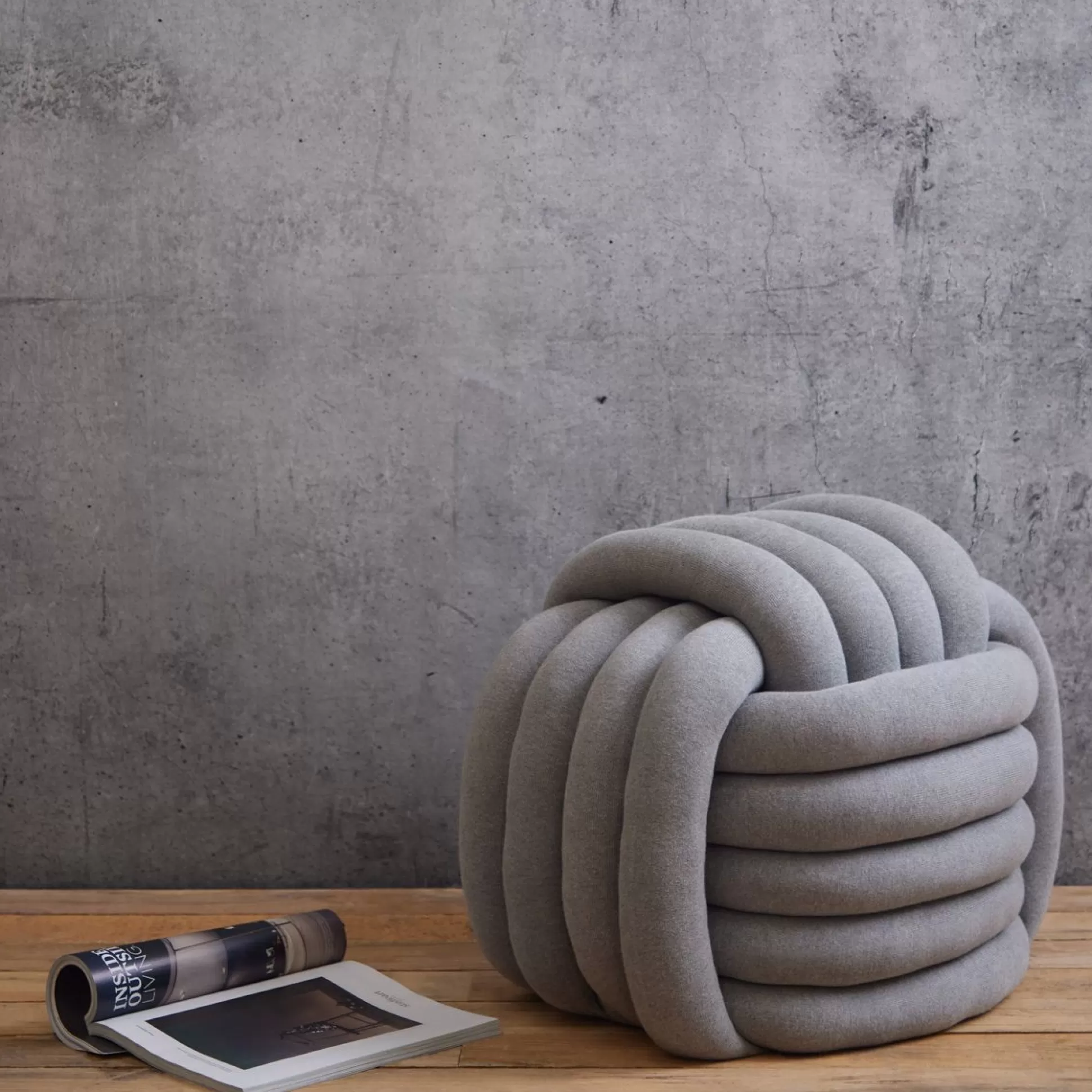 Ottomans&Footstools>Meadows and Byrne Knotted Pouf In Grey Marl