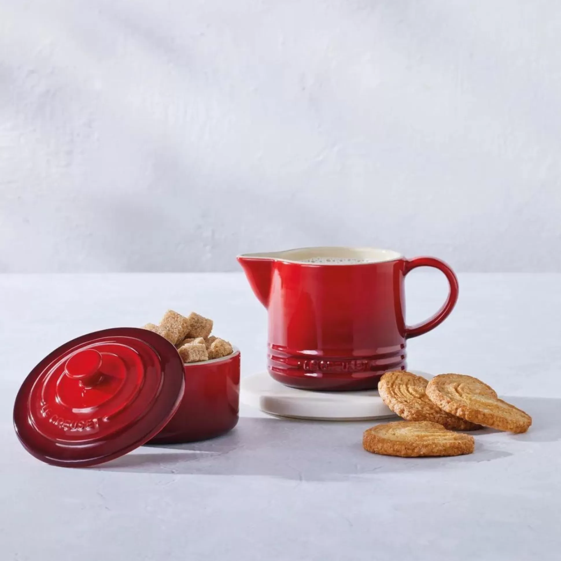 Tea Pots & Kettles>Meadows and Byrne Le Creuset Milk And Sugar Set - Cerise