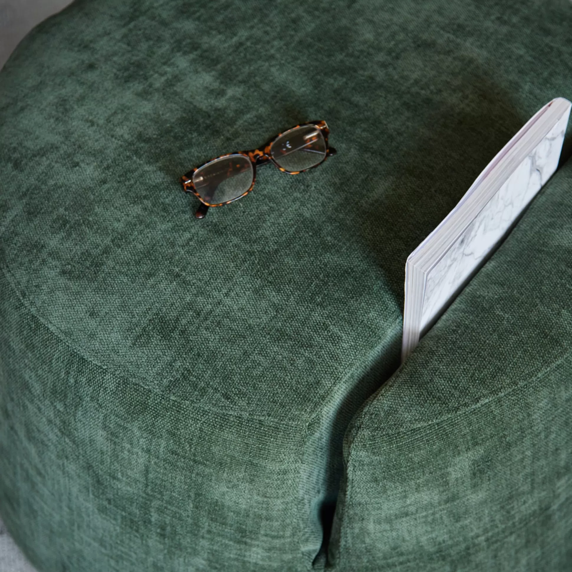 Ottomans&Footstools>Meadows and Byrne Magazine Round Ottoman - Chive Green
