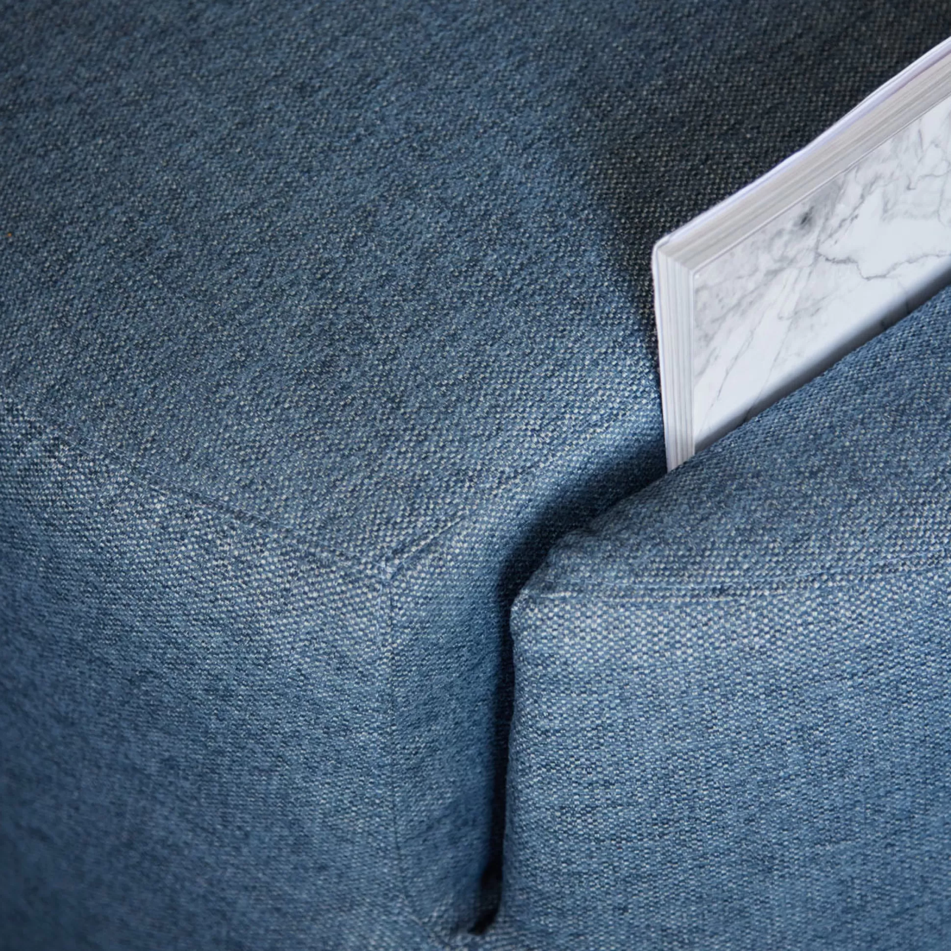Ottomans&Footstools>Meadows and Byrne Magazine Round Ottoman - Denim Blue