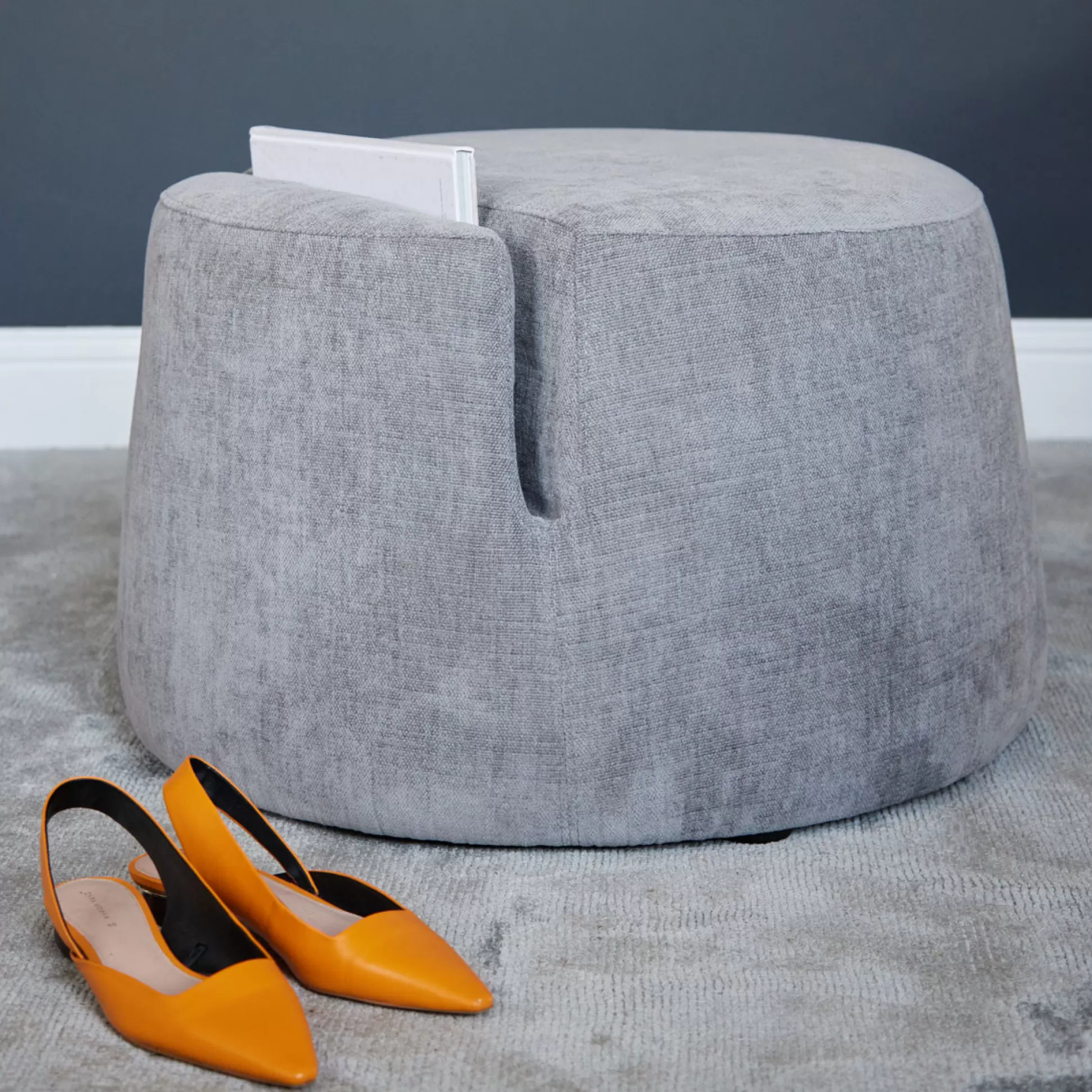 Ottomans&Footstools>Meadows and Byrne Magazine Round Ottoman - Shale Grey