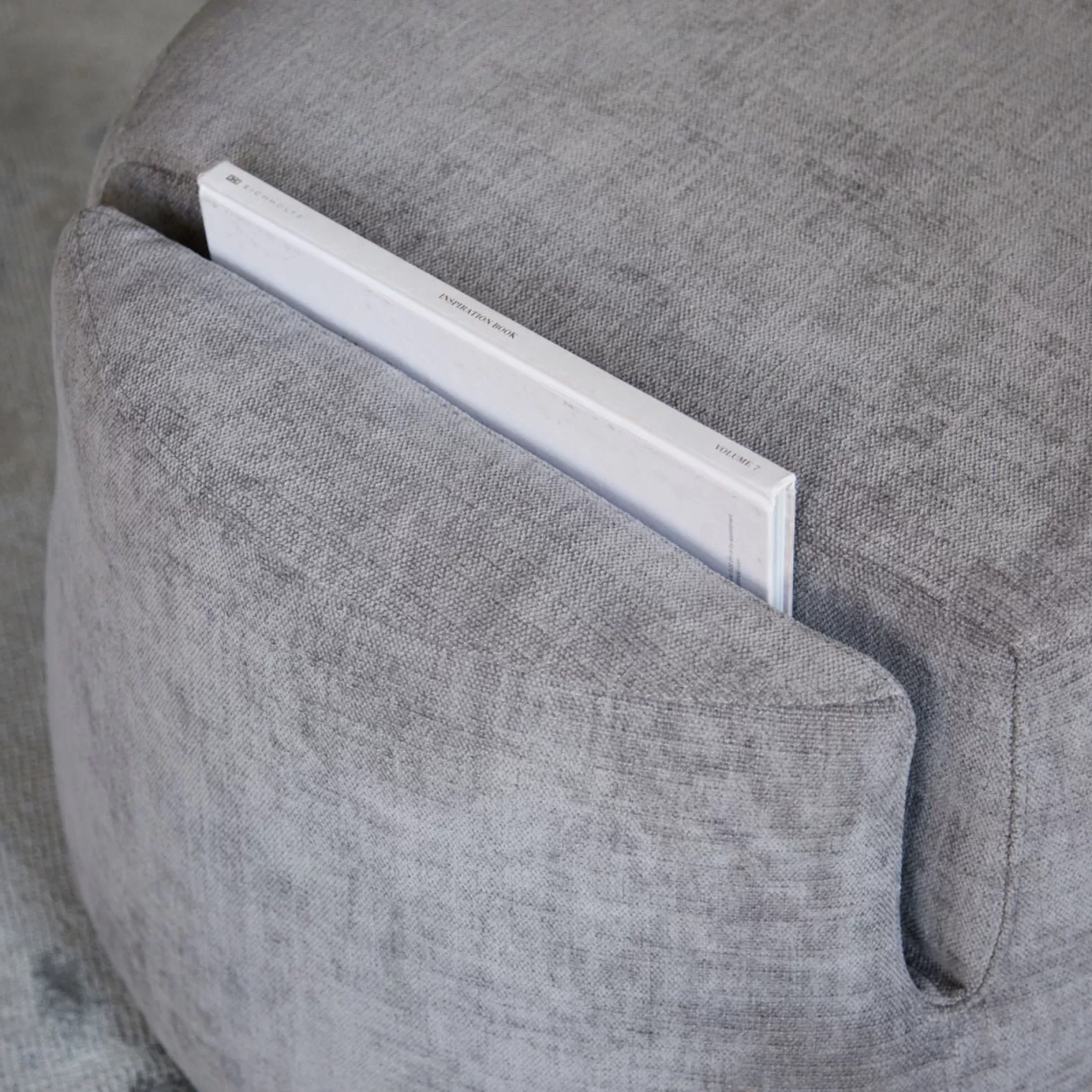 Ottomans&Footstools>Meadows and Byrne Magazine Round Ottoman - Shale Grey