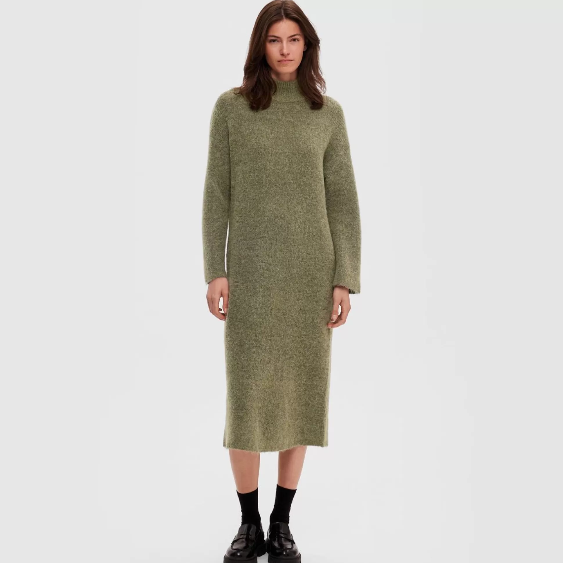 Dresses & Skirts>Meadows and Byrne Maline Turtleneck Knit Dress Green