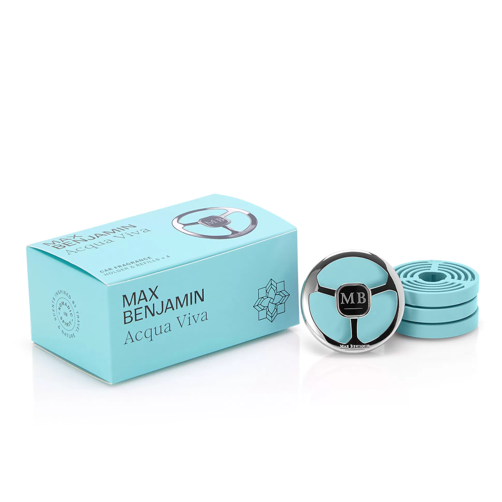 Candles & Diffusers>Meadows and Byrne Max Benjamin Acqua Viva Car Fragrance Gift Set