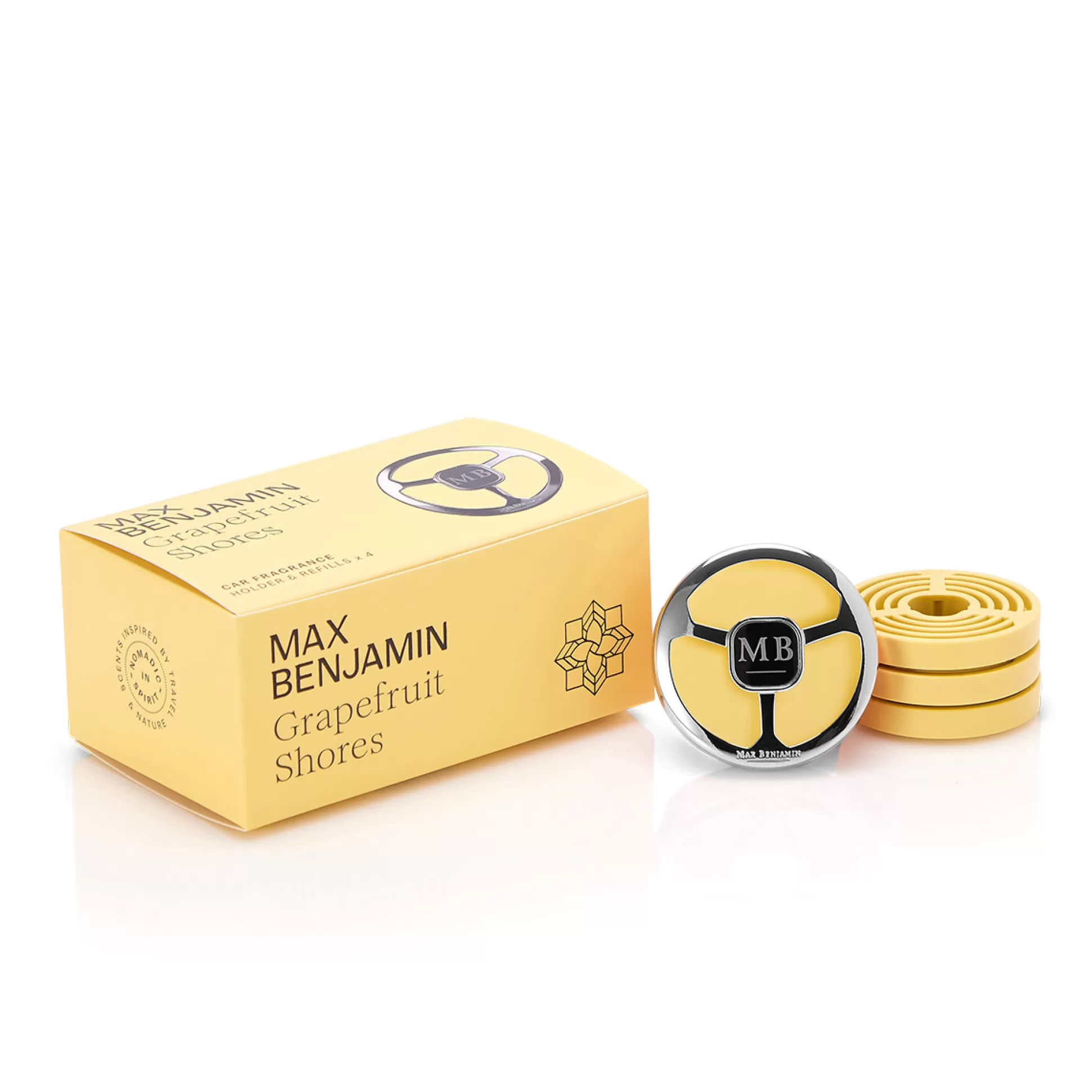 Candles & Diffusers>Meadows and Byrne Max Benjamin Grapefruit Shores Car Fragrance Gift Set