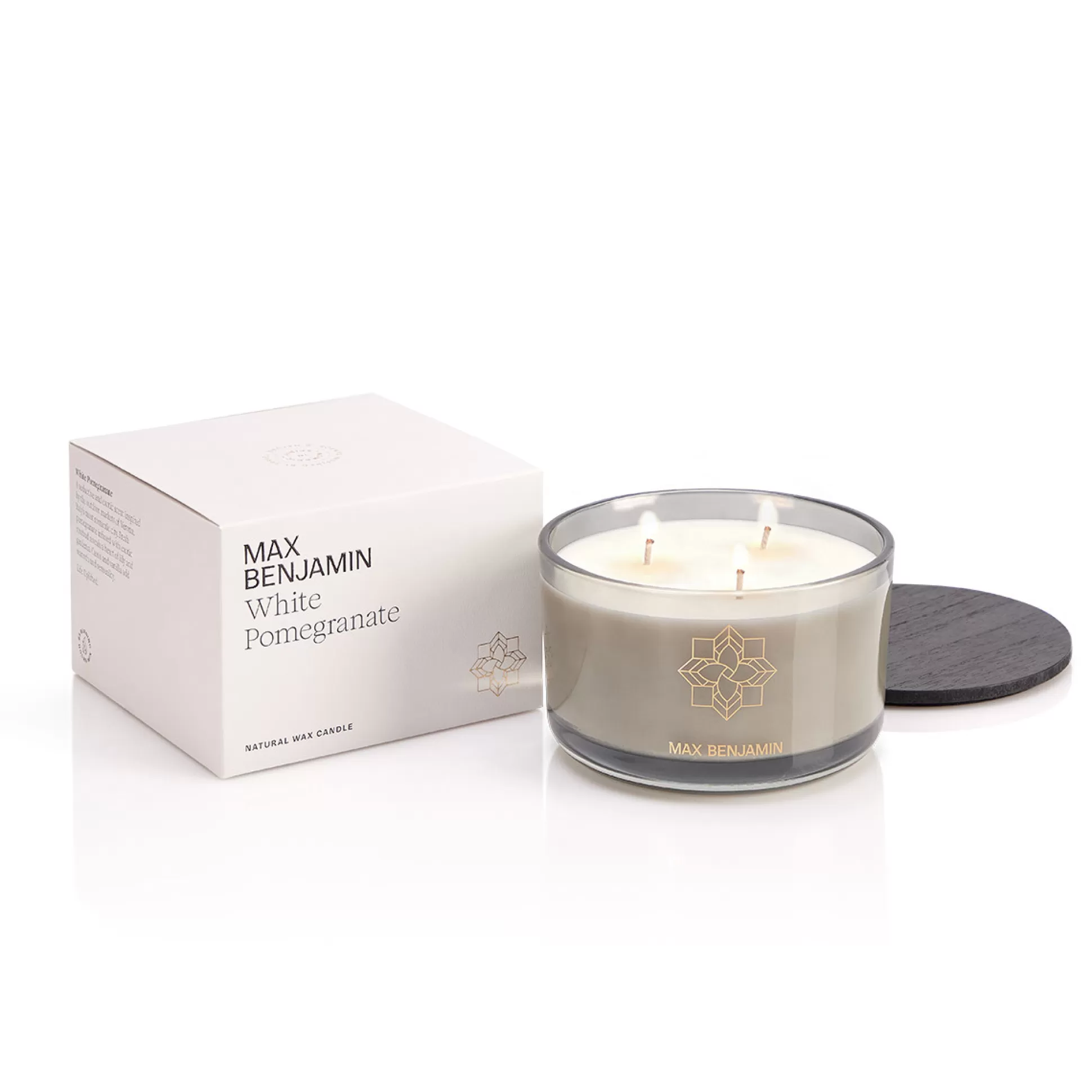 Scented Candles>Meadows and Byrne Max Benjamin White Pomegranate Luxury 3 Wick Candle