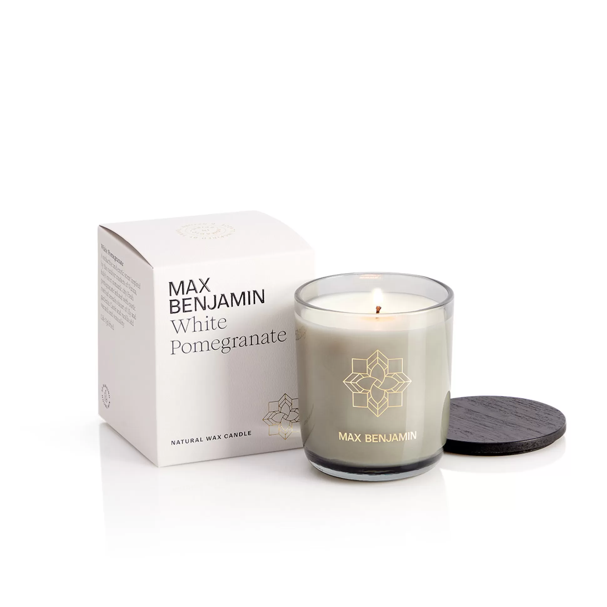 Scented Candles>Meadows and Byrne Max Benjamin White Pomegranate Luxury Candle & Lid
