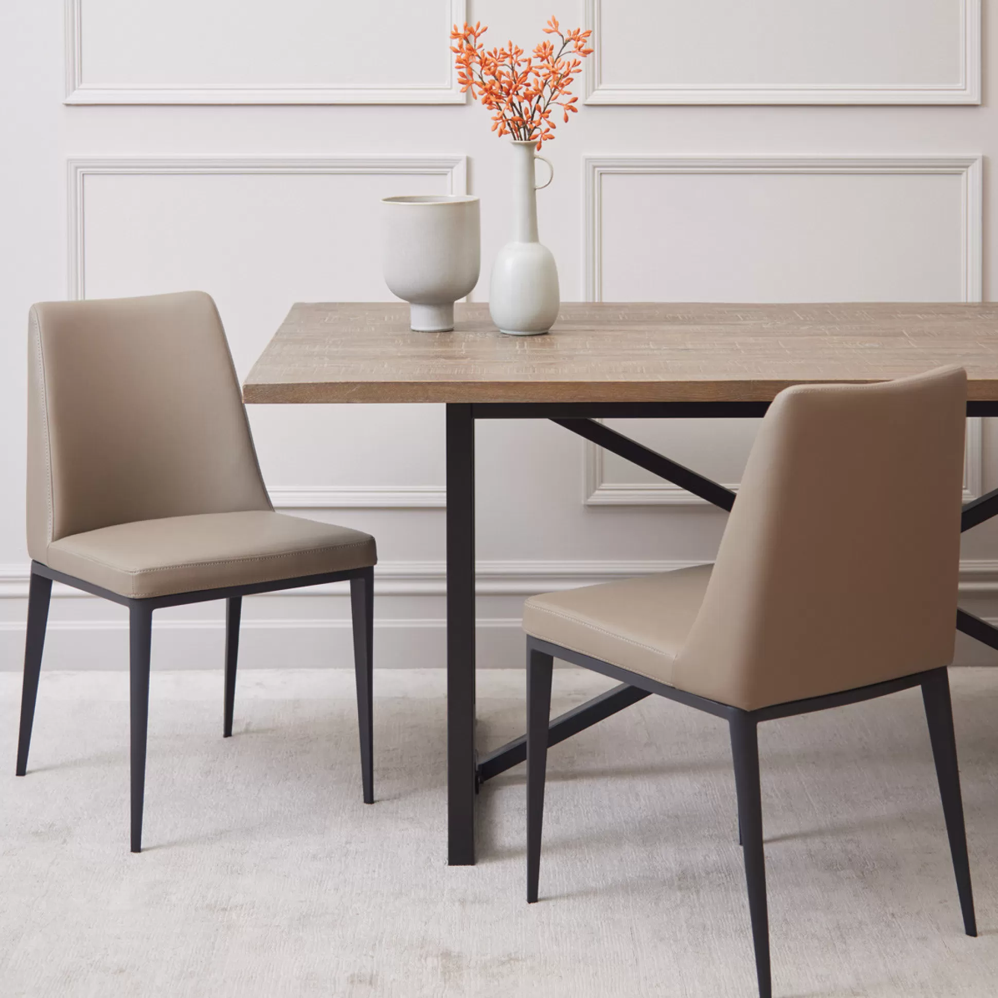 - Dining Chairs>Meadows and Byrne Medici Faux Leather Dining Chair Taupe Set Of 2