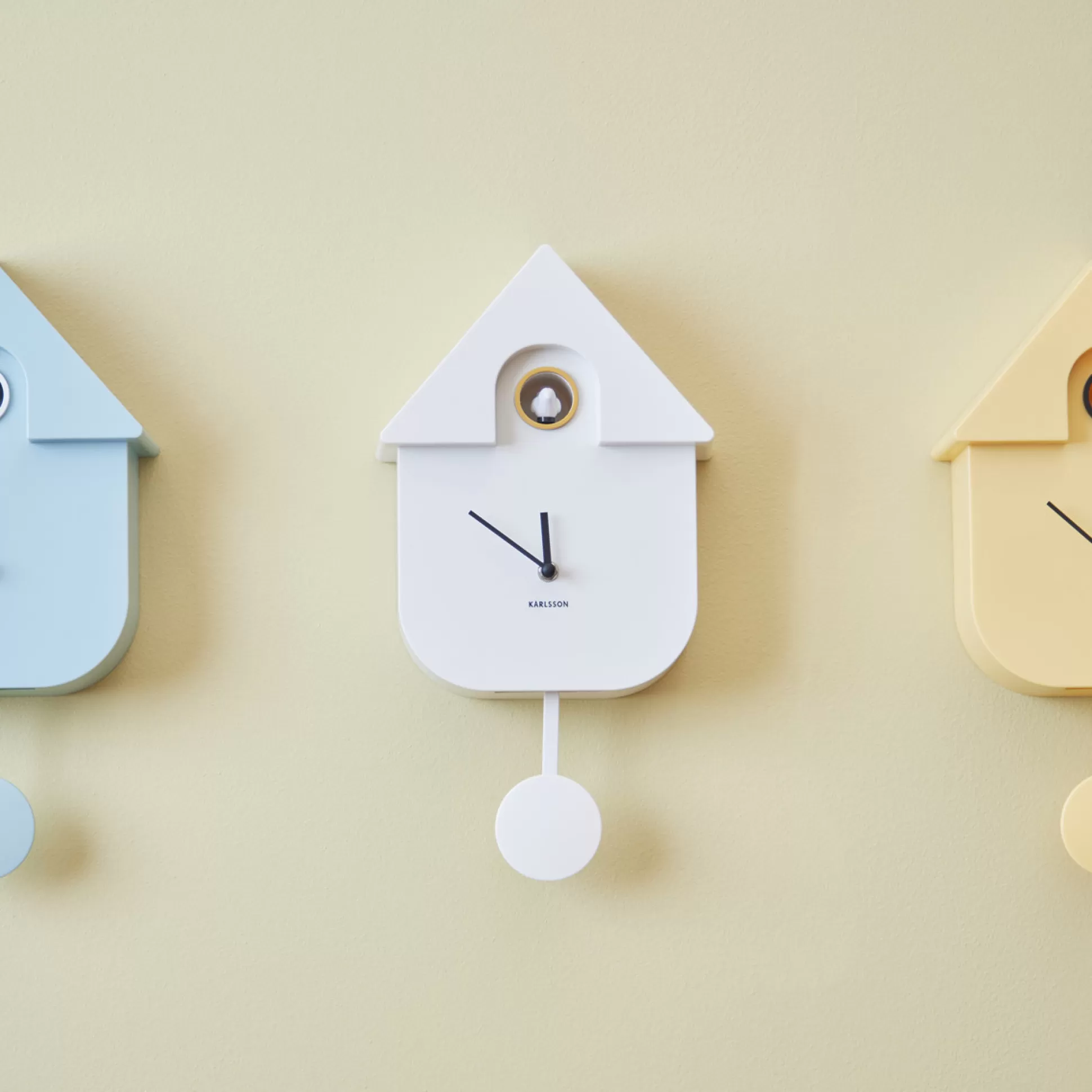Decoration & Home Accessories>Meadows and Byrne Modern Wall Clock Cuckoo - White