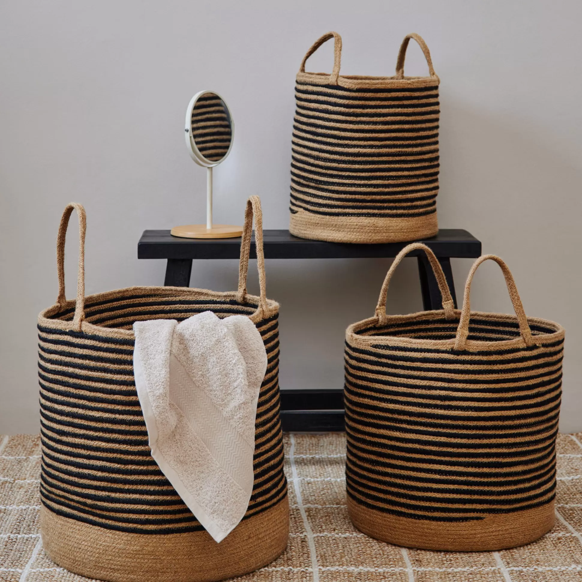 Laundry Baskets>Meadows and Byrne Monno Stripe Storage Basket Collection