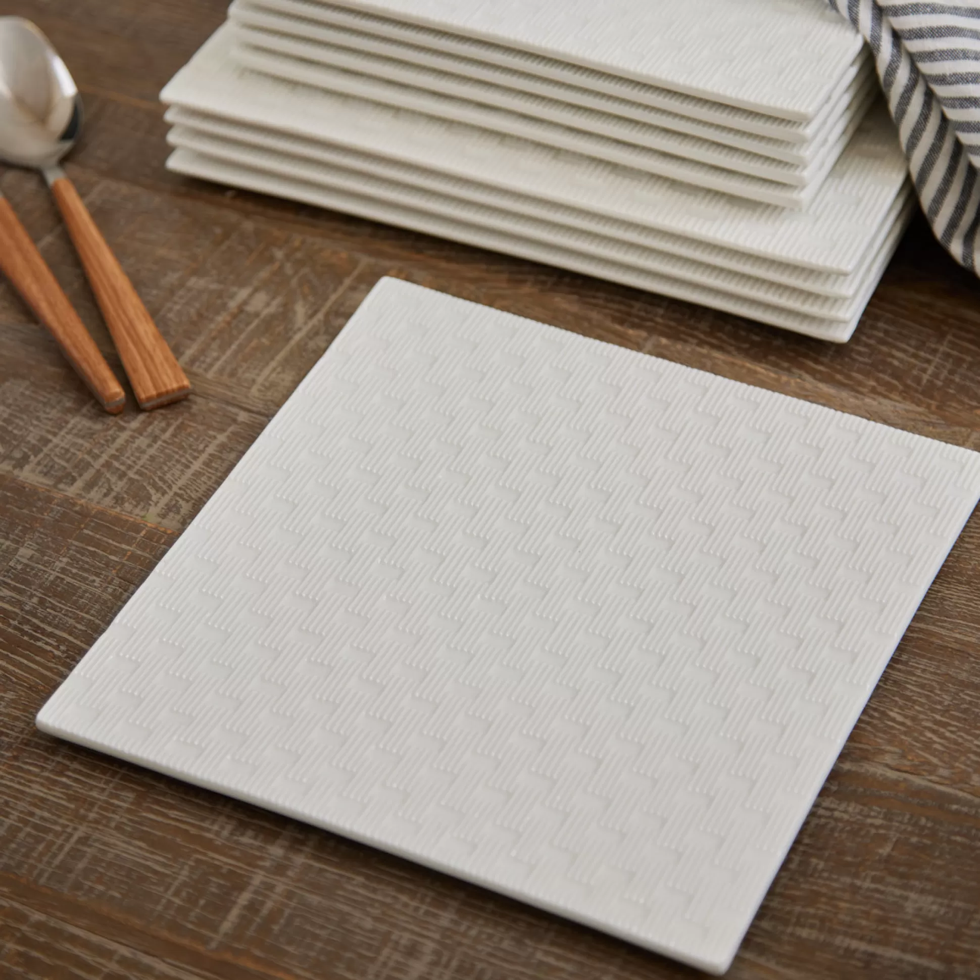 Plates>Meadows and Byrne Mosaic Line Square Plate - Set Of 4