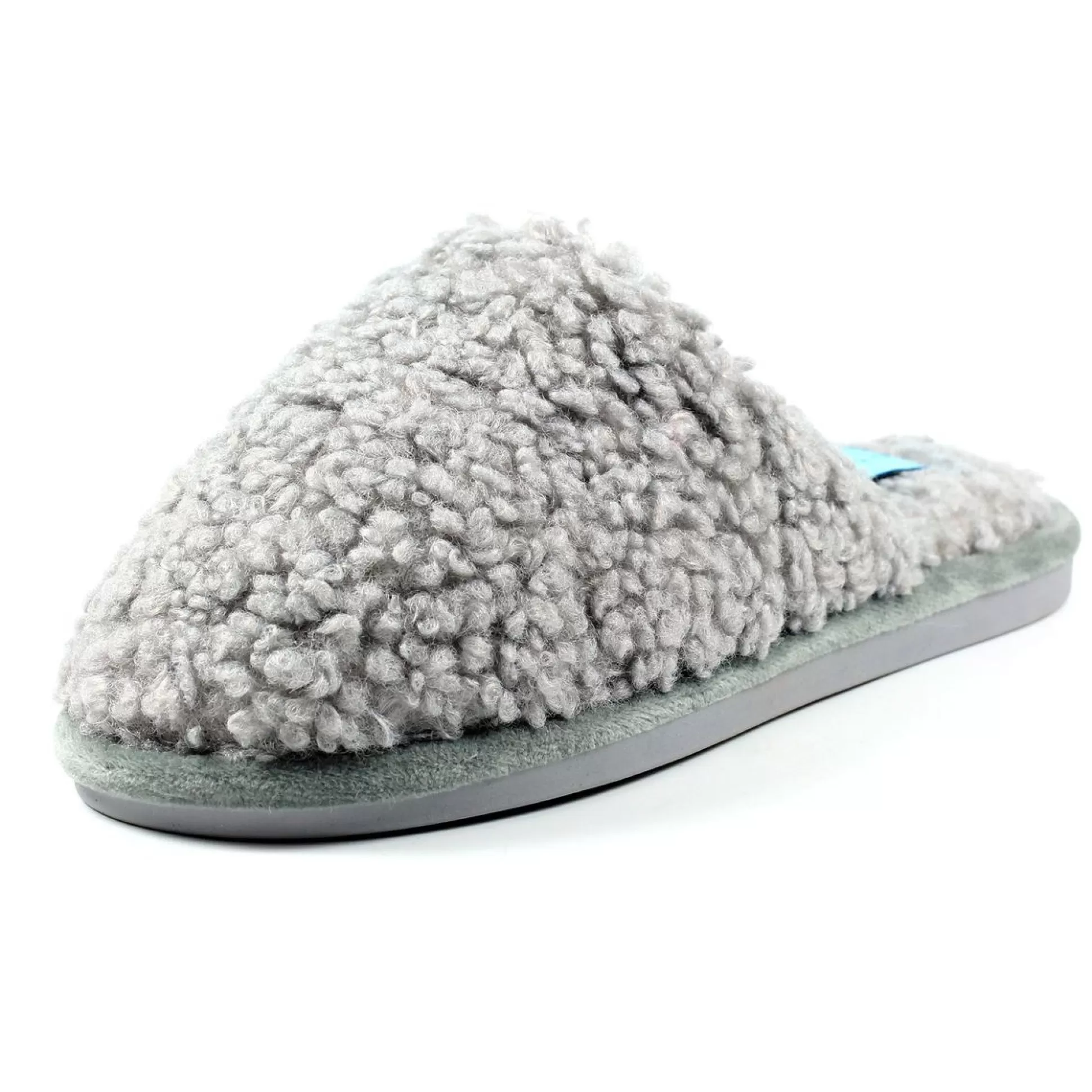 Slippers>Meadows and Byrne Muscat Mule Teddy Slippers Grey