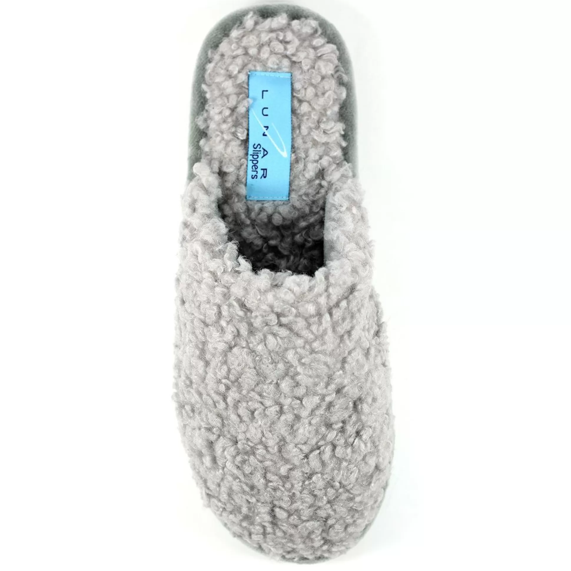 Slippers>Meadows and Byrne Muscat Mule Teddy Slippers Grey