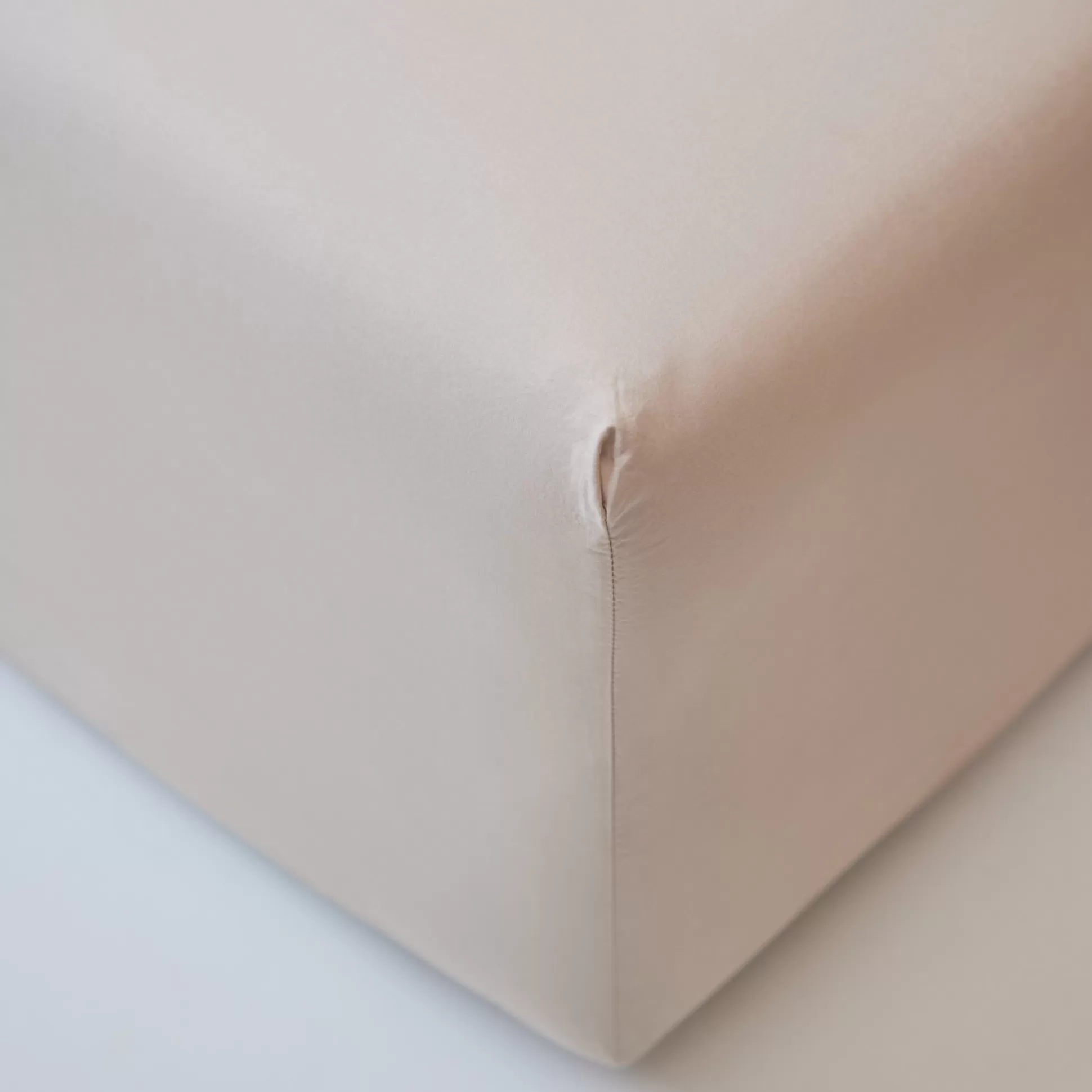 Bed Sheets>Meadows and Byrne Nala Light Taupe Washed Cotton Fitted Bed Sheet