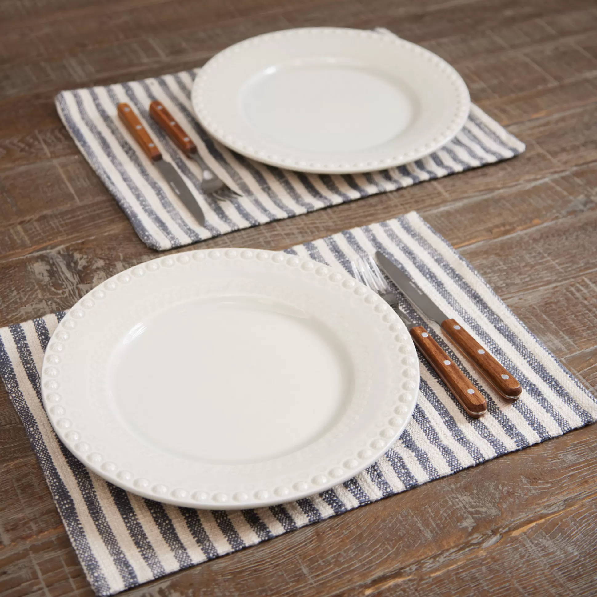 Table Linen>Meadows and Byrne Nat & Grey Stripe Placemat - Set Of 6